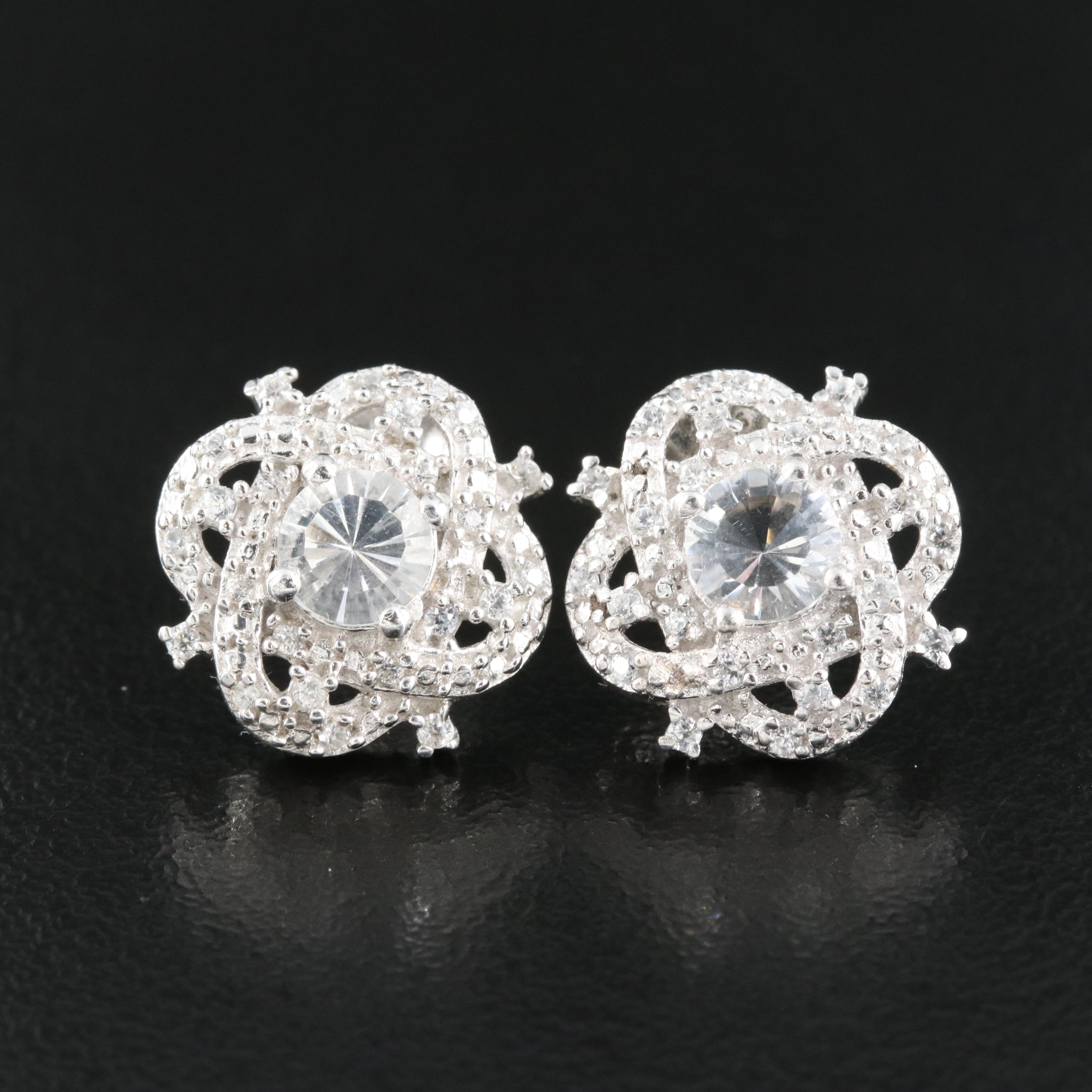 Sterling Quartz and Zircon Earrings