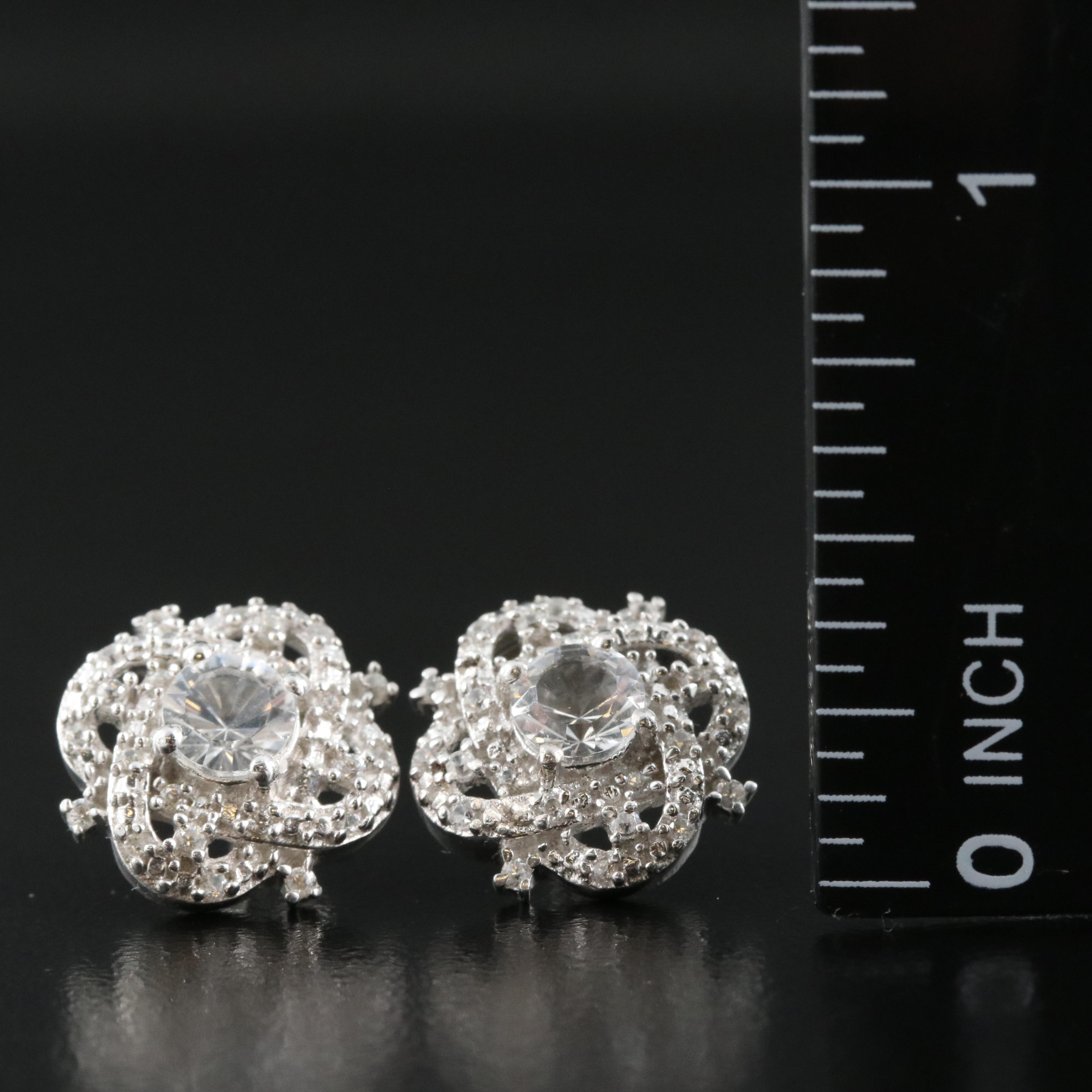 Sterling Quartz and Zircon Earrings