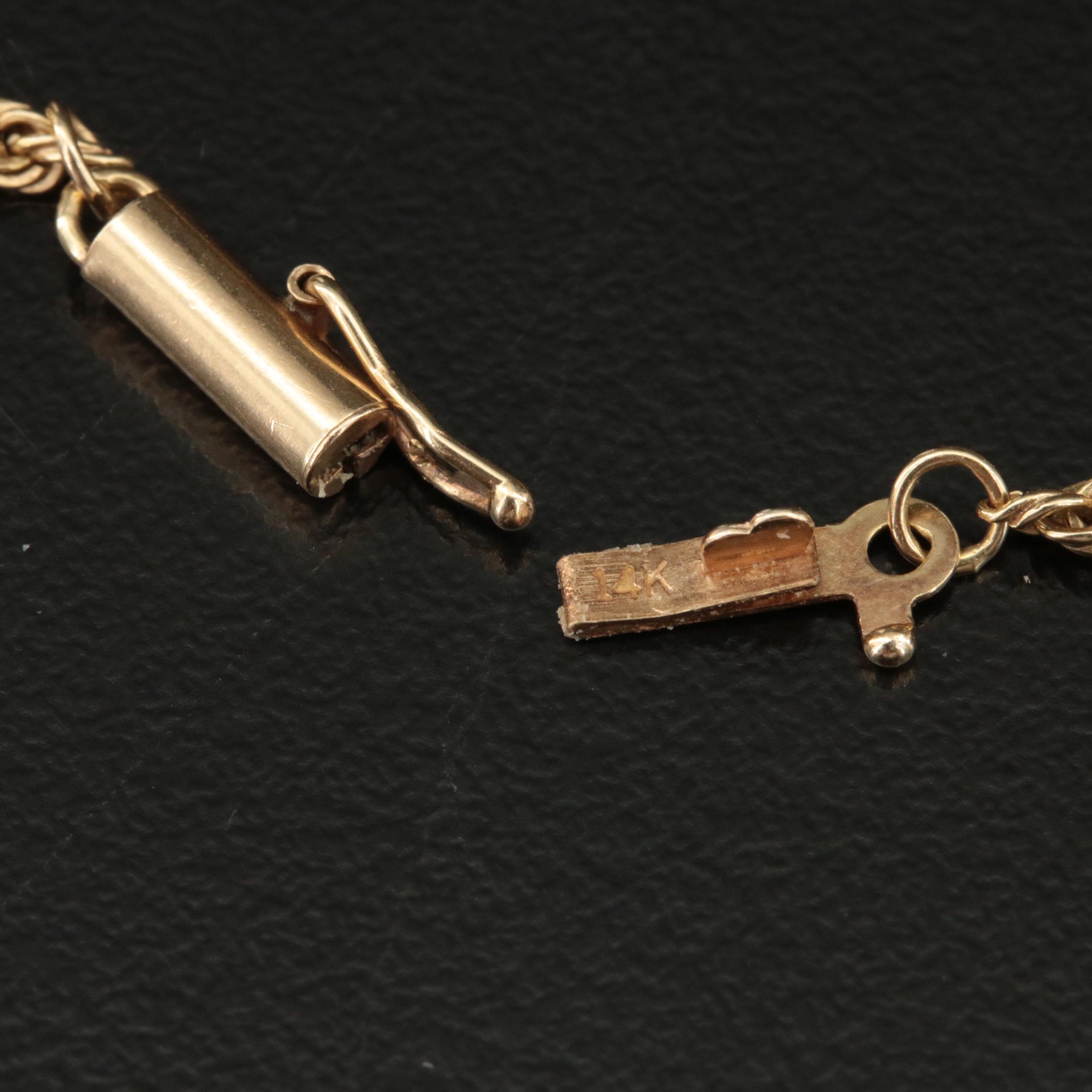 14K Rope Chain Necklace with 1945 Mexico 2-Pesos 21K Gold Coin Pendant