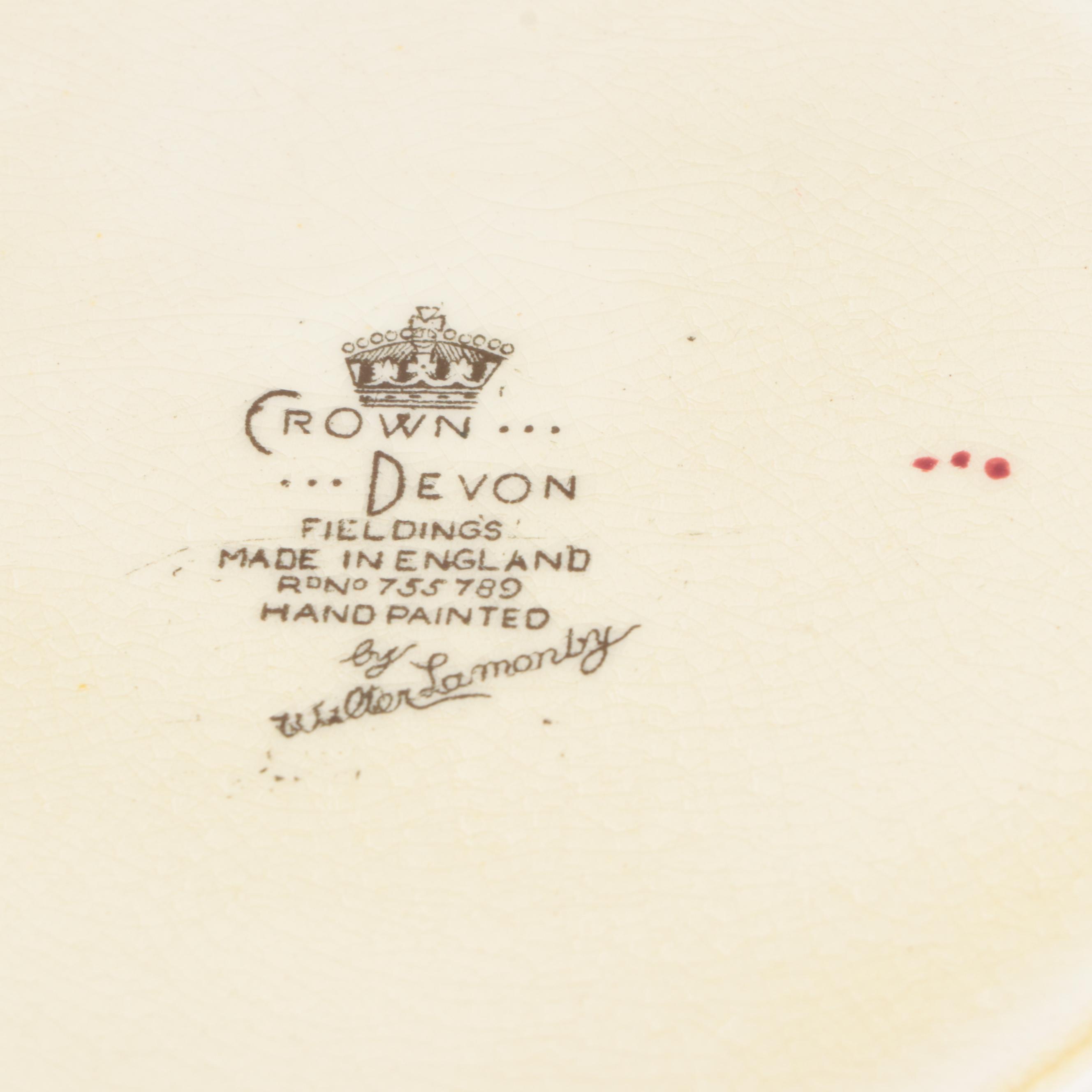 Crown Devon Tobacco Jar with Fox Hunt Scene and Wedgwood Silver Jubilee Box