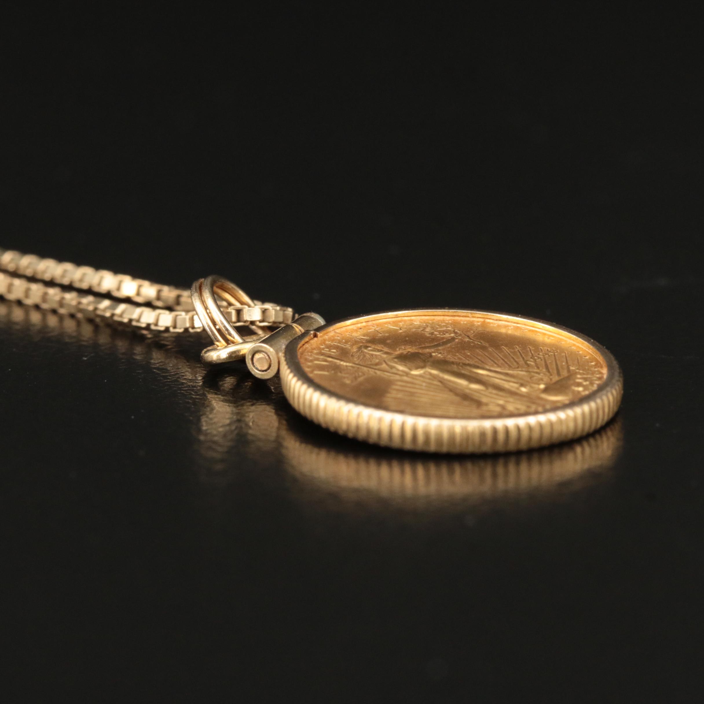 14K Necklace with 1996 $5 Gold Eagle Bullion Coin