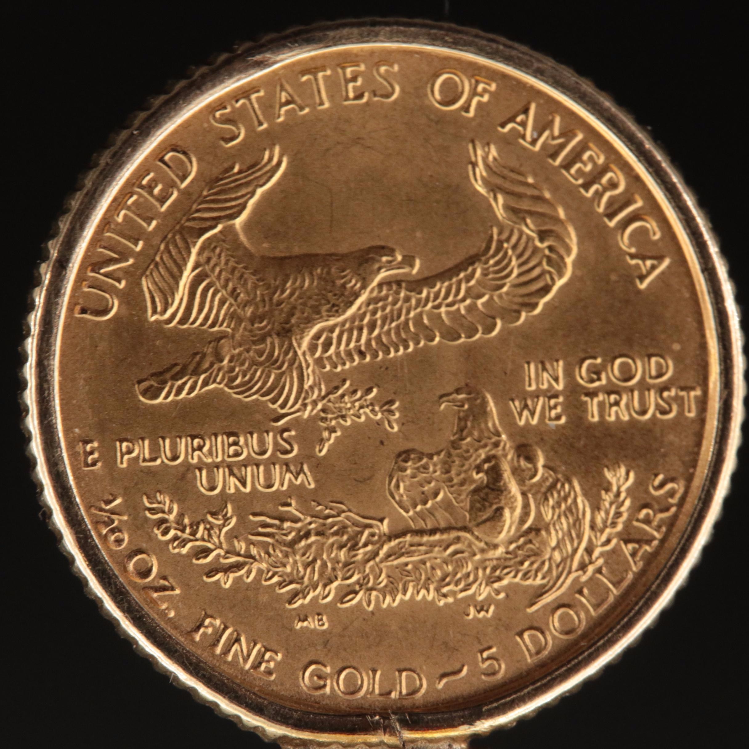 14K Necklace with 1996 $5 Gold Eagle Bullion Coin