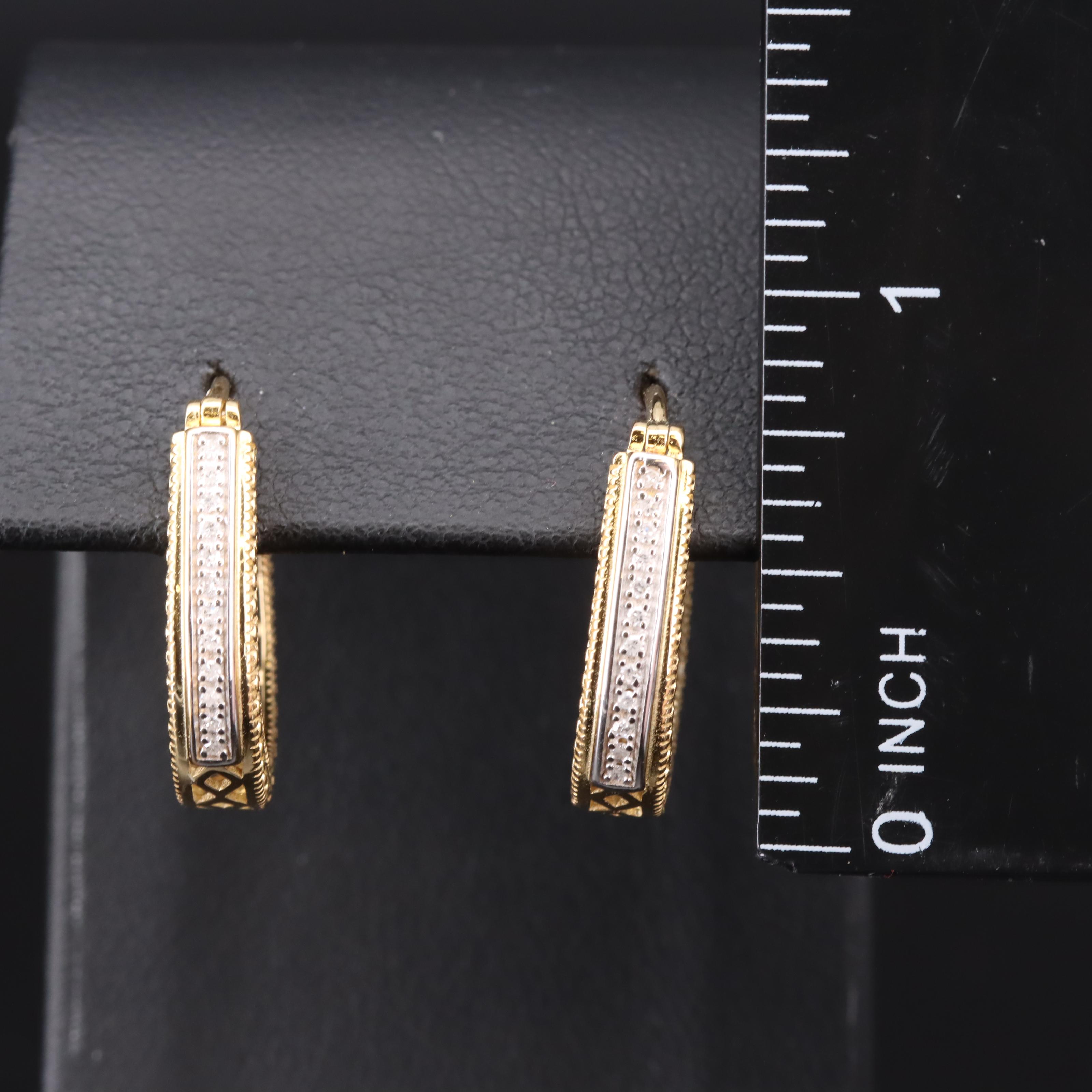 Sterling Diamond Hoop Earrings