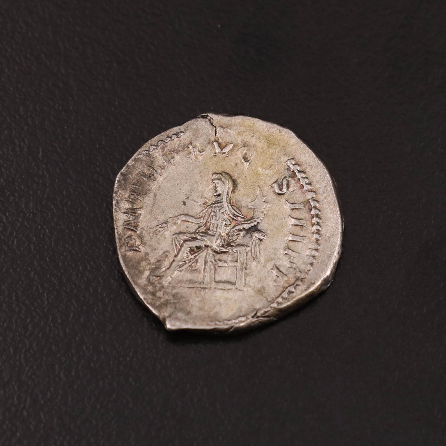 Ancient Roman Imperial Denarius of Caracalla, ca. 205 AD
