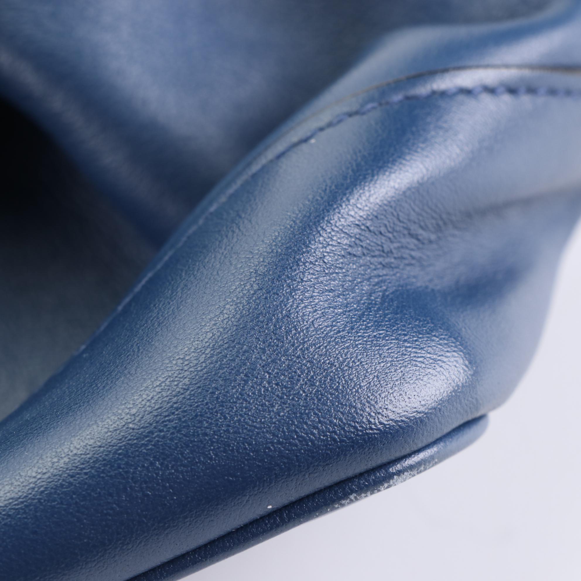 Prada Blue Leather Tassel Bucket Bag with Detachable Strap