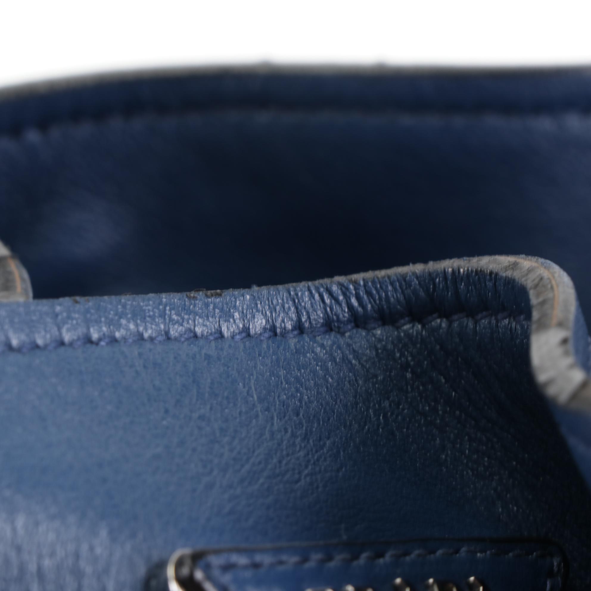 Prada Blue Leather Tassel Bucket Bag with Detachable Strap