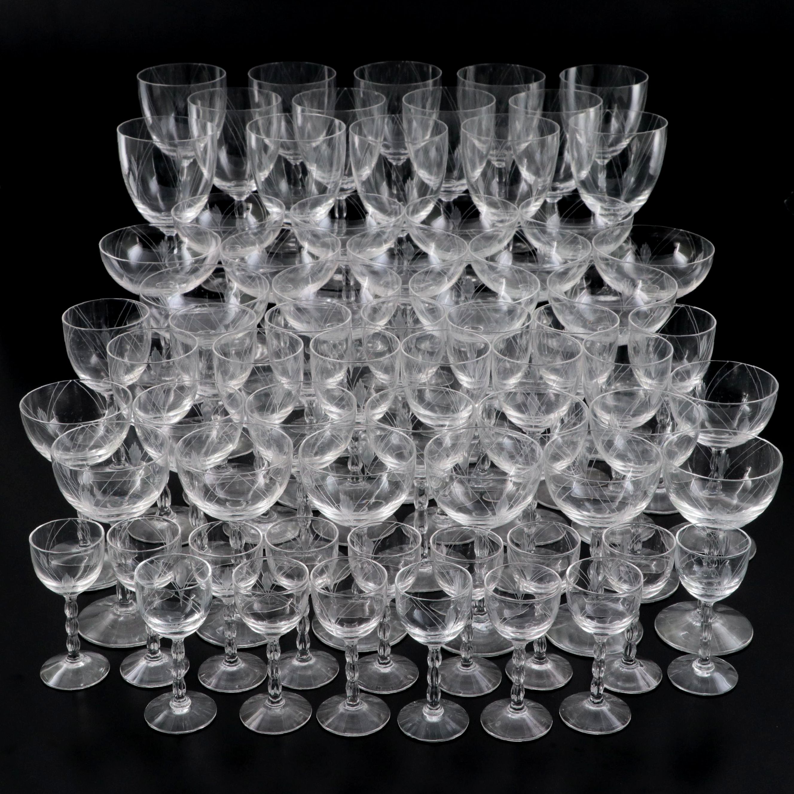 Fostoria "Heraldry" Cut Glass Stemware, 1935-1969