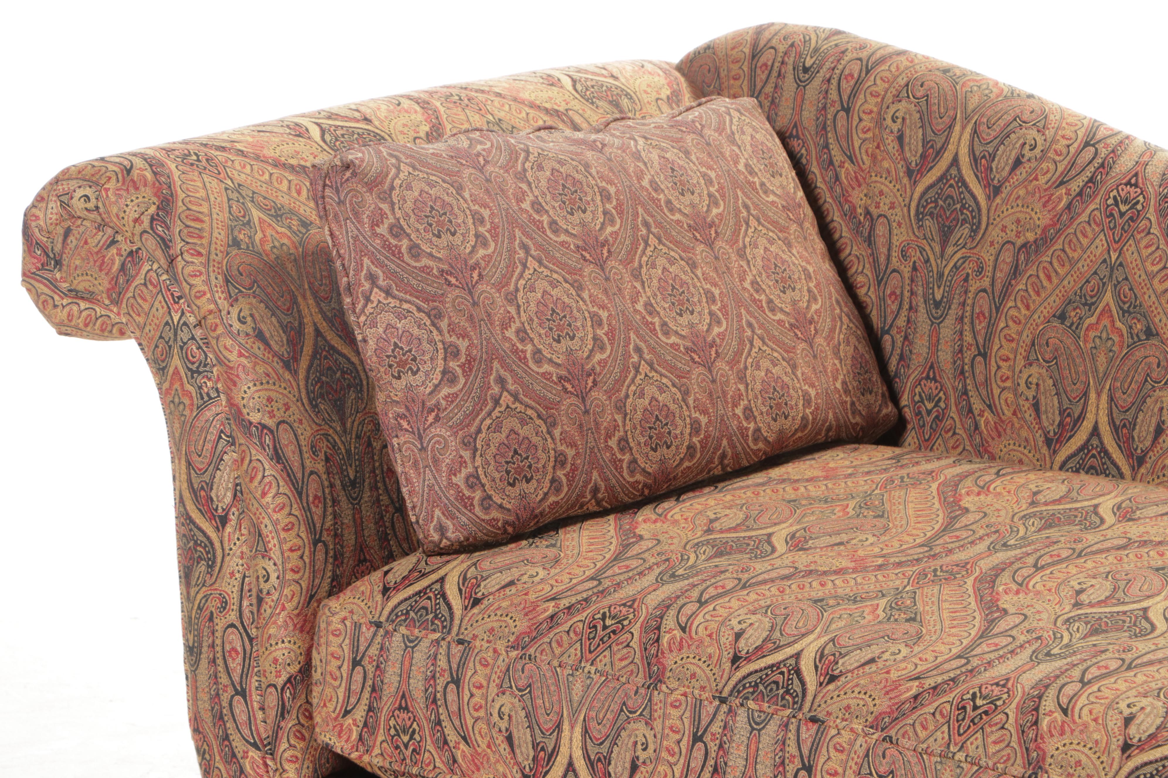 Schnadig Custom-Upholstered Hardwood Left-Arm-Facing Chaise Lounge