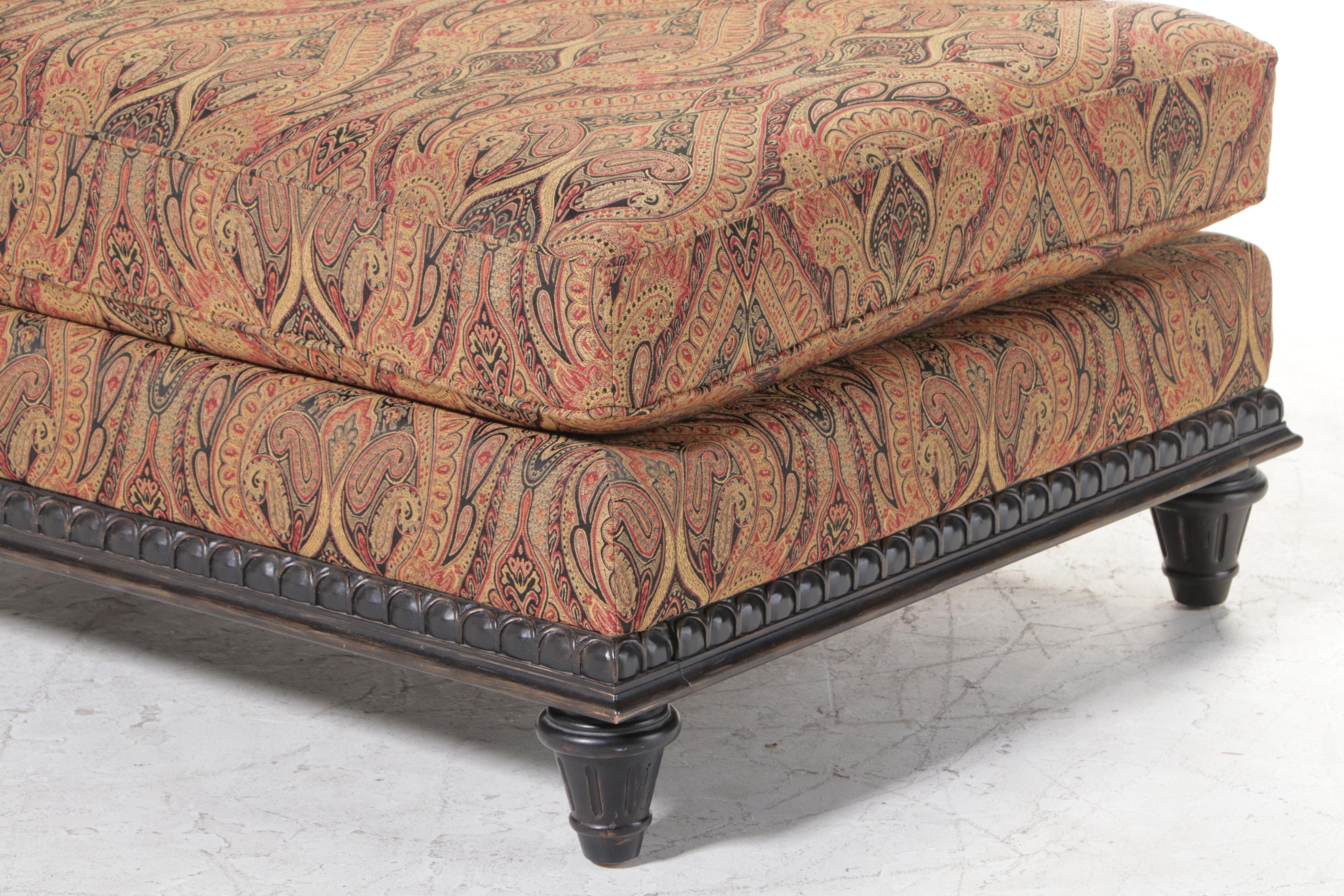 Schnadig Custom-Upholstered Hardwood Left-Arm-Facing Chaise Lounge