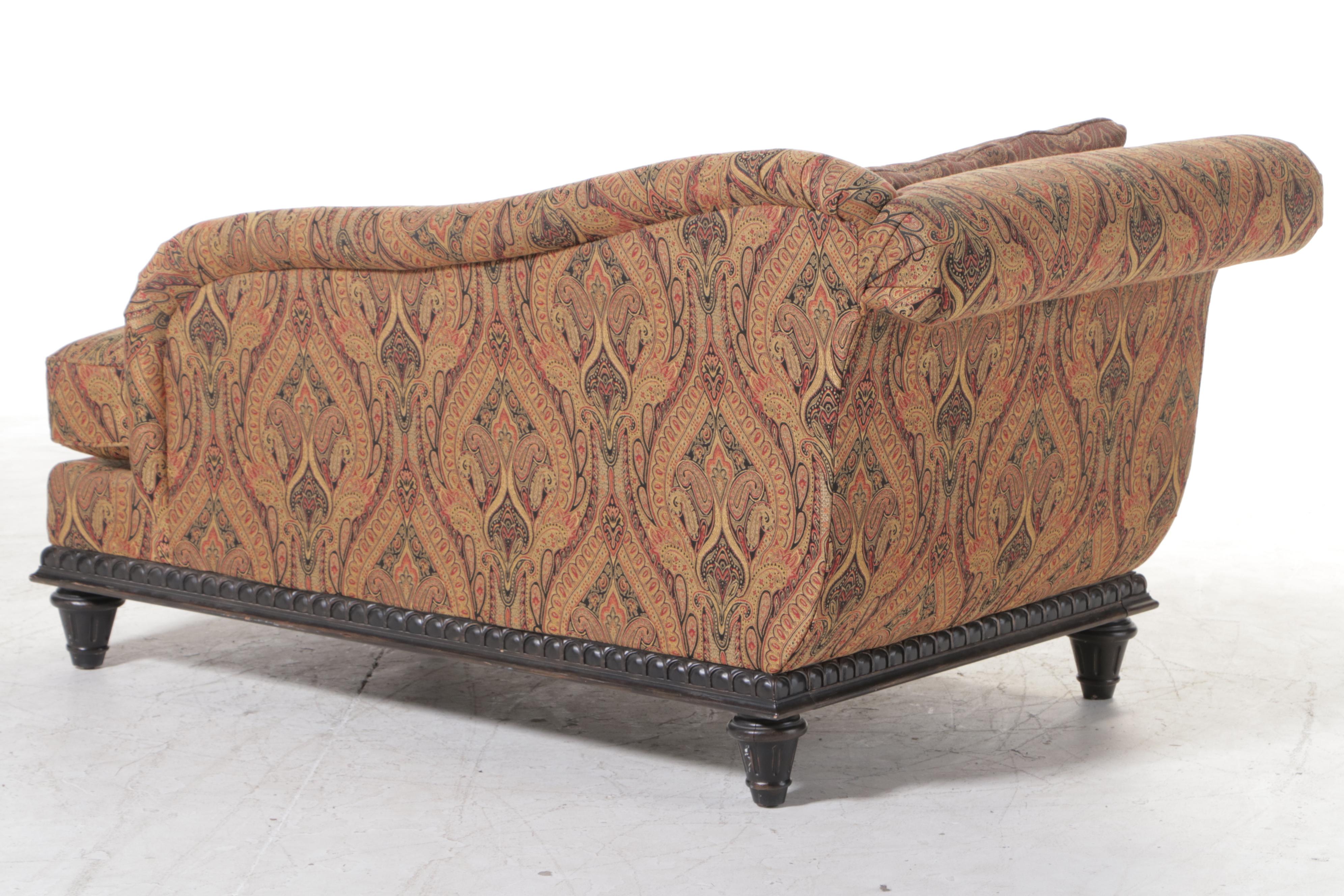 Schnadig Custom-Upholstered Hardwood Left-Arm-Facing Chaise Lounge
