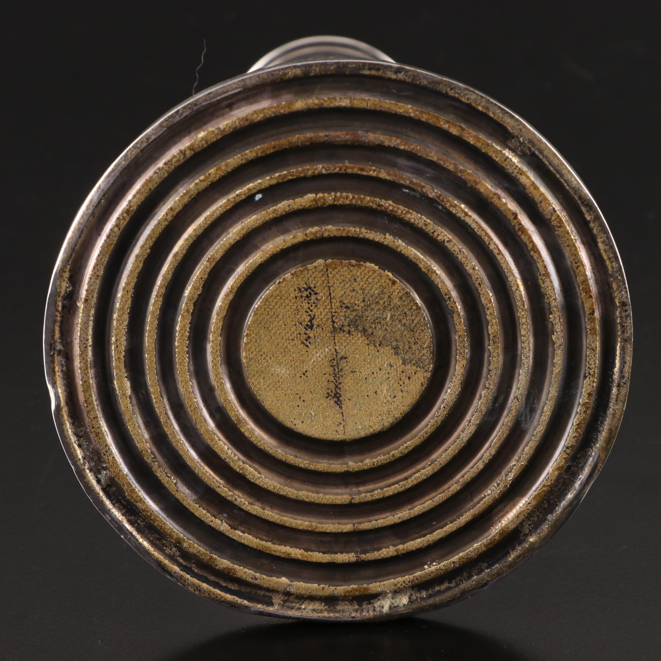 Redlich & Co. Sterling Silver Candlesticks with Spiral Etched Glass Shades