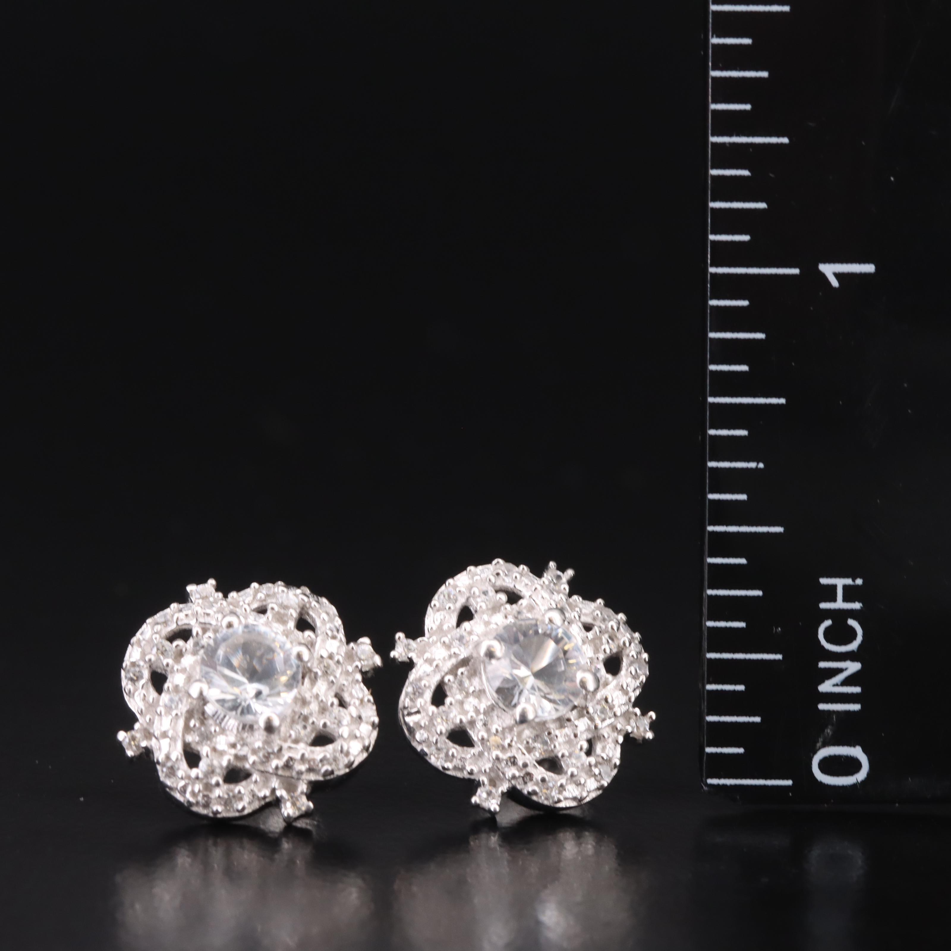 Sterling Petalite and Zircon Stud Earrings