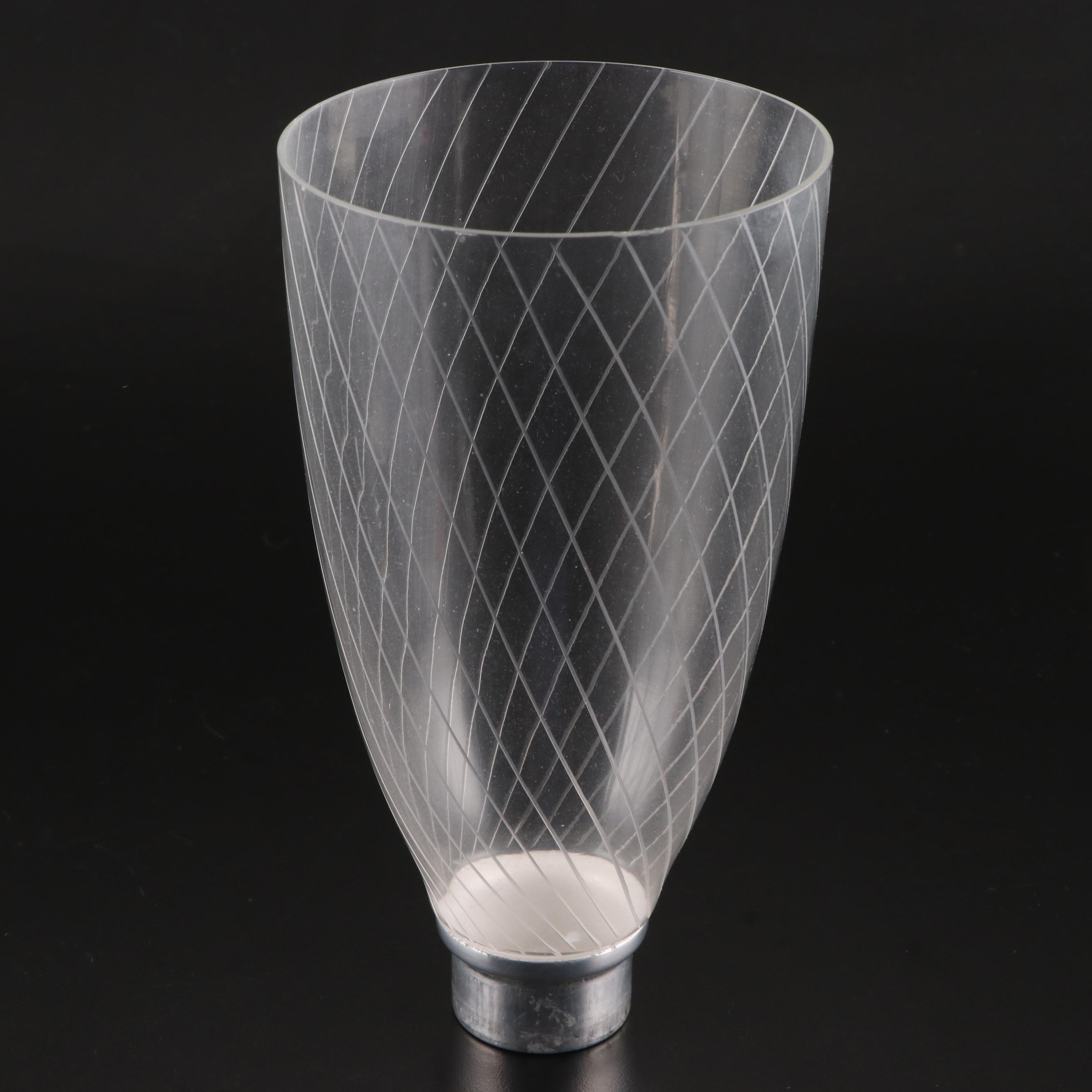 Redlich & Co. Sterling Silver Candlesticks with Spiral Etched Glass Shades