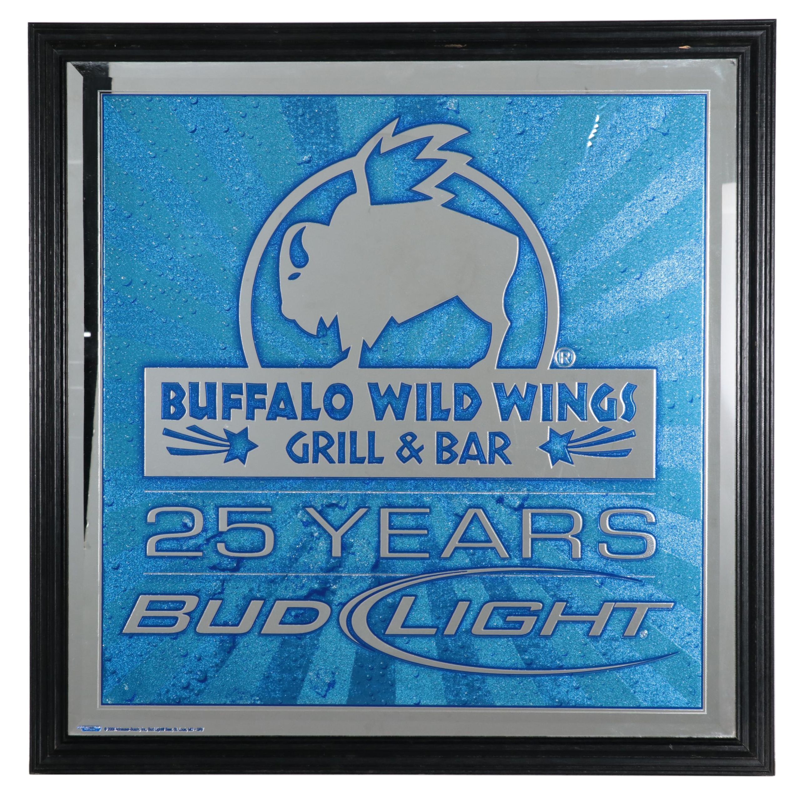 Bud Light and Buffalo Wild Wings Framed Mirror Sign