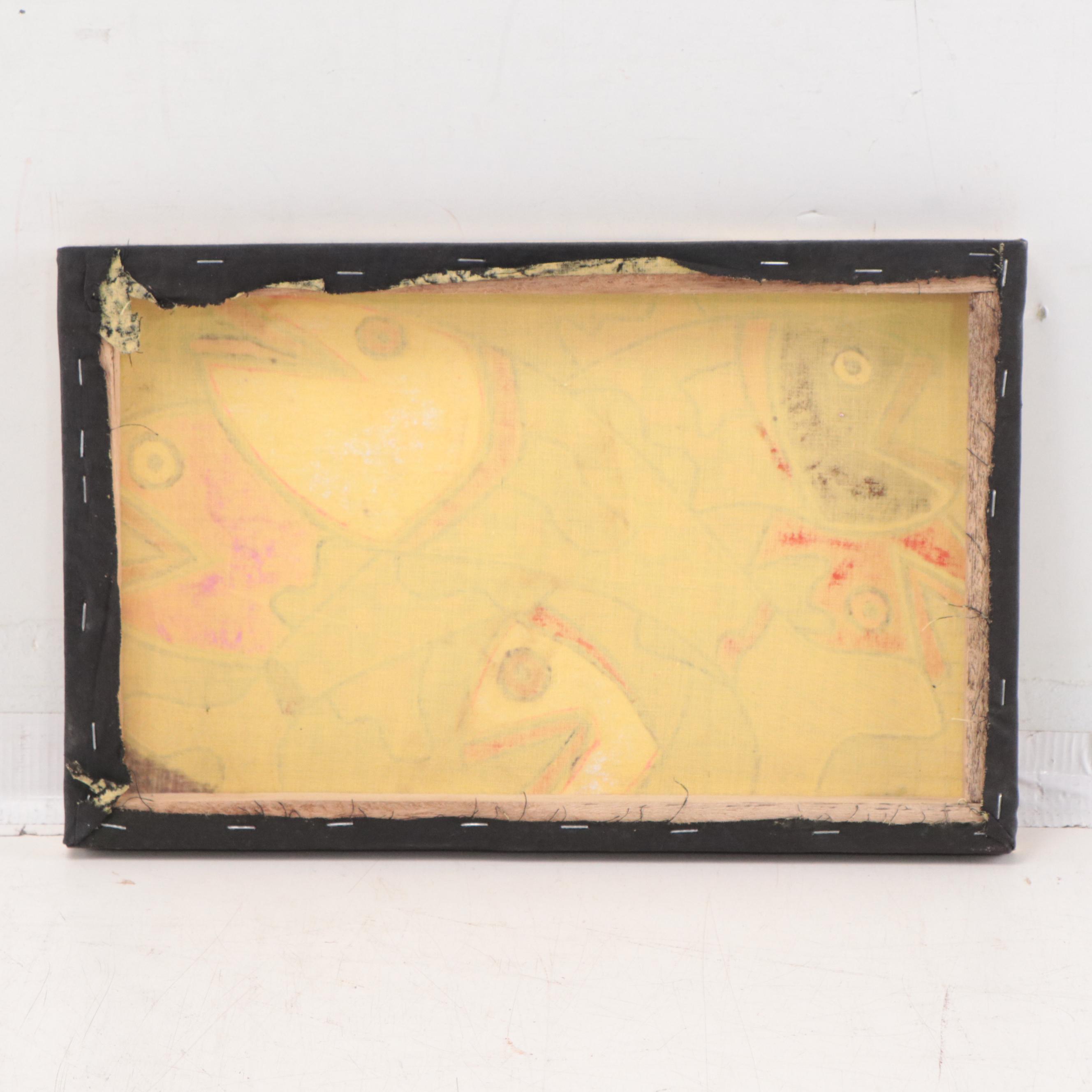 Kayode Buraimoh Stylized Fish Mixed Media Painting