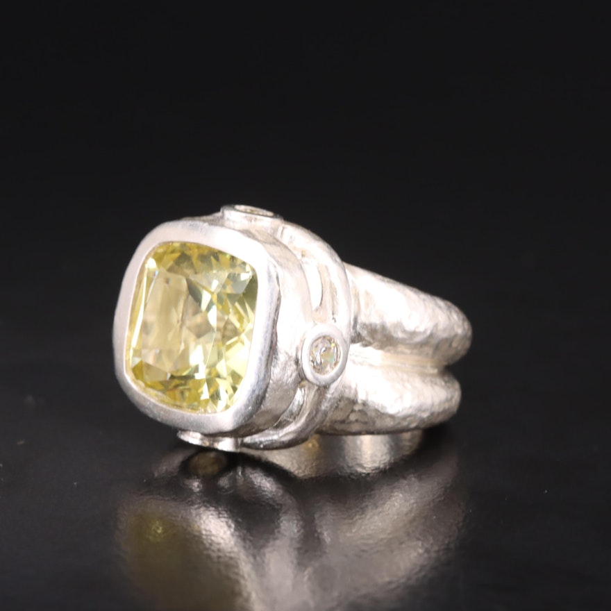 SeidenGang Sterling Citrine and Cubic Zirconia Ring