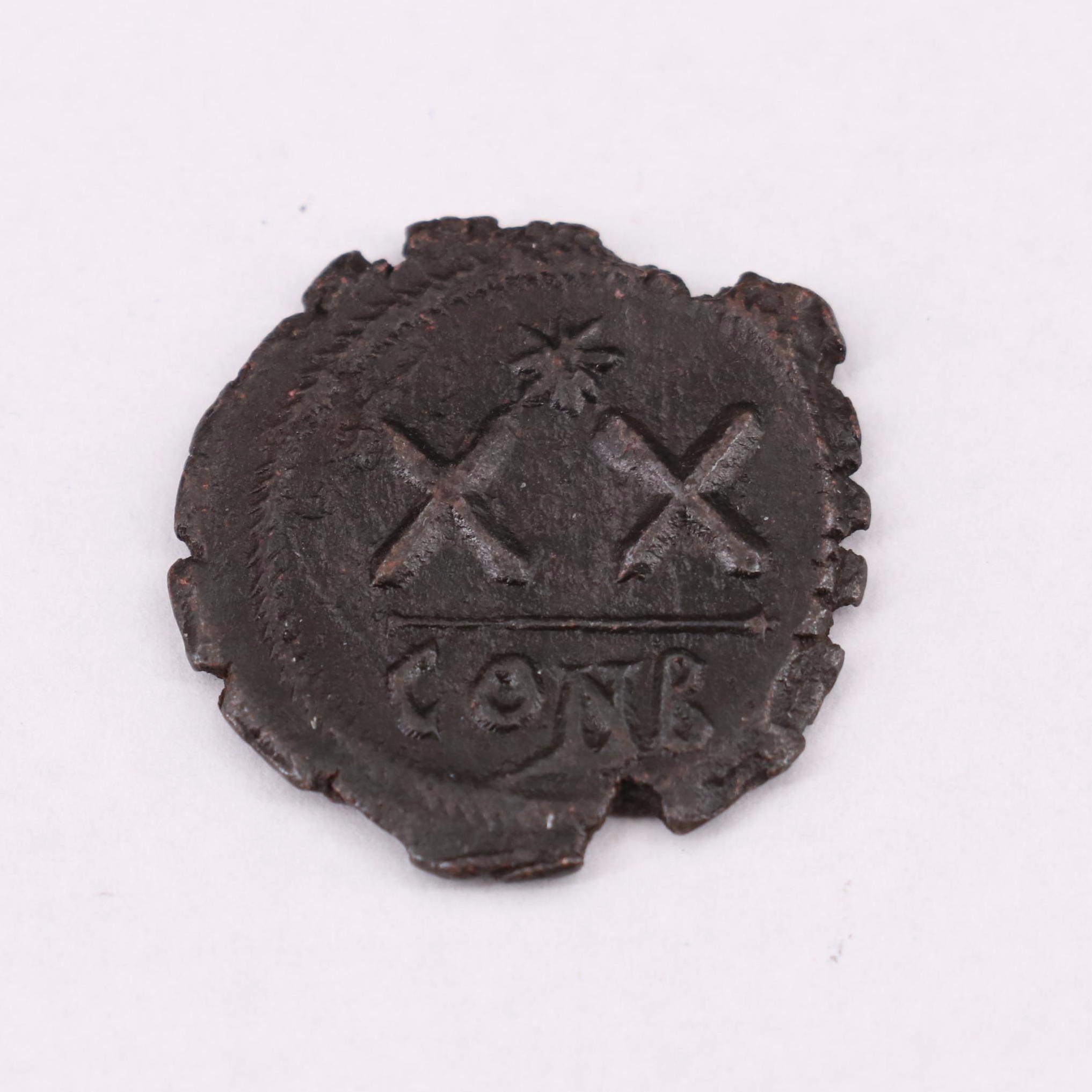 Ancient Byzantine Half Follis Coin of Phocas, ca. 602 AD