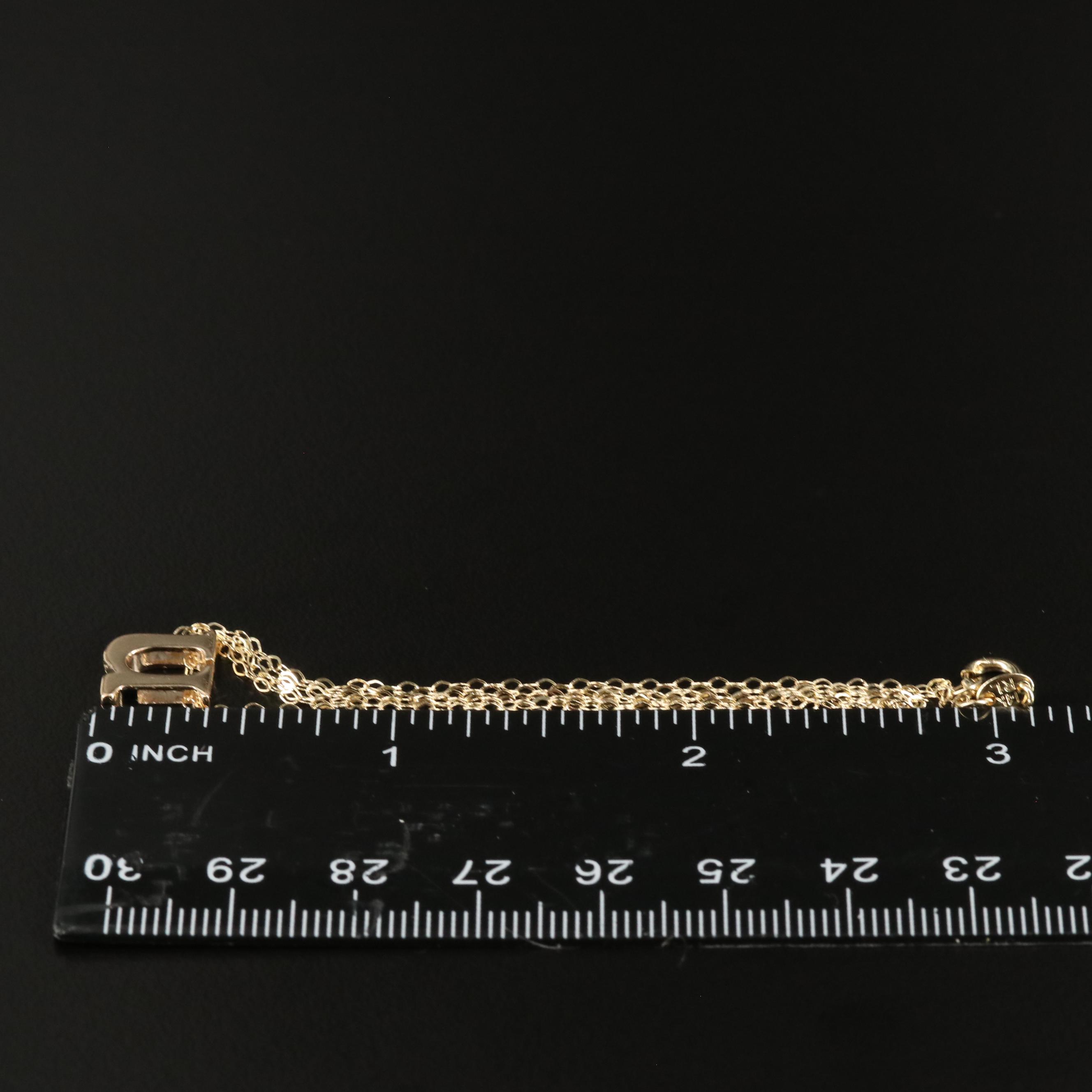 14K Lower Case Letter 'U' Pendant Necklace