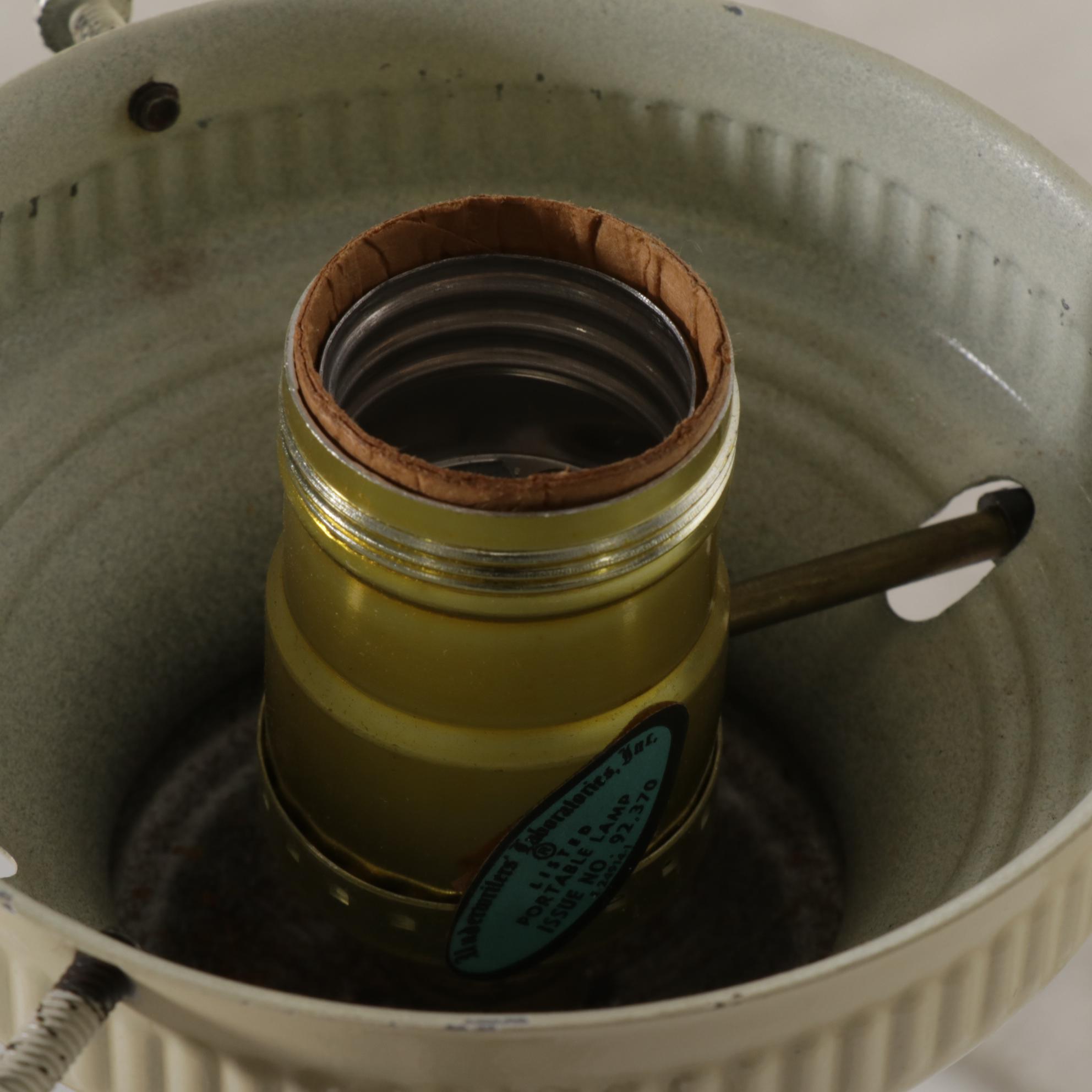 Metal Glass Top Lamp Table with Woven Cord Lampshade, Mid 20th Century