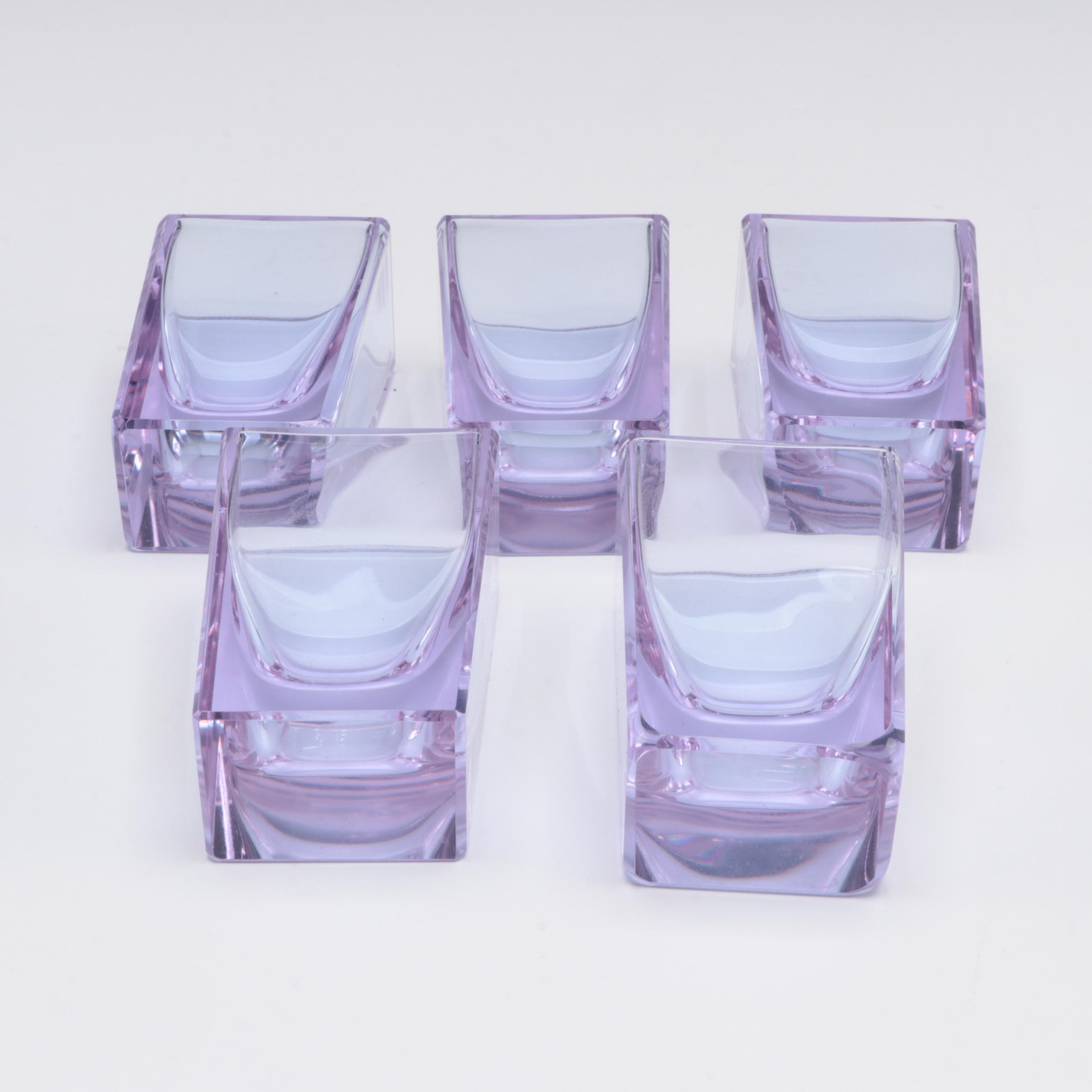 Bohemian Art Deco Style Amethyst Glass Decanter Set, 20th Century