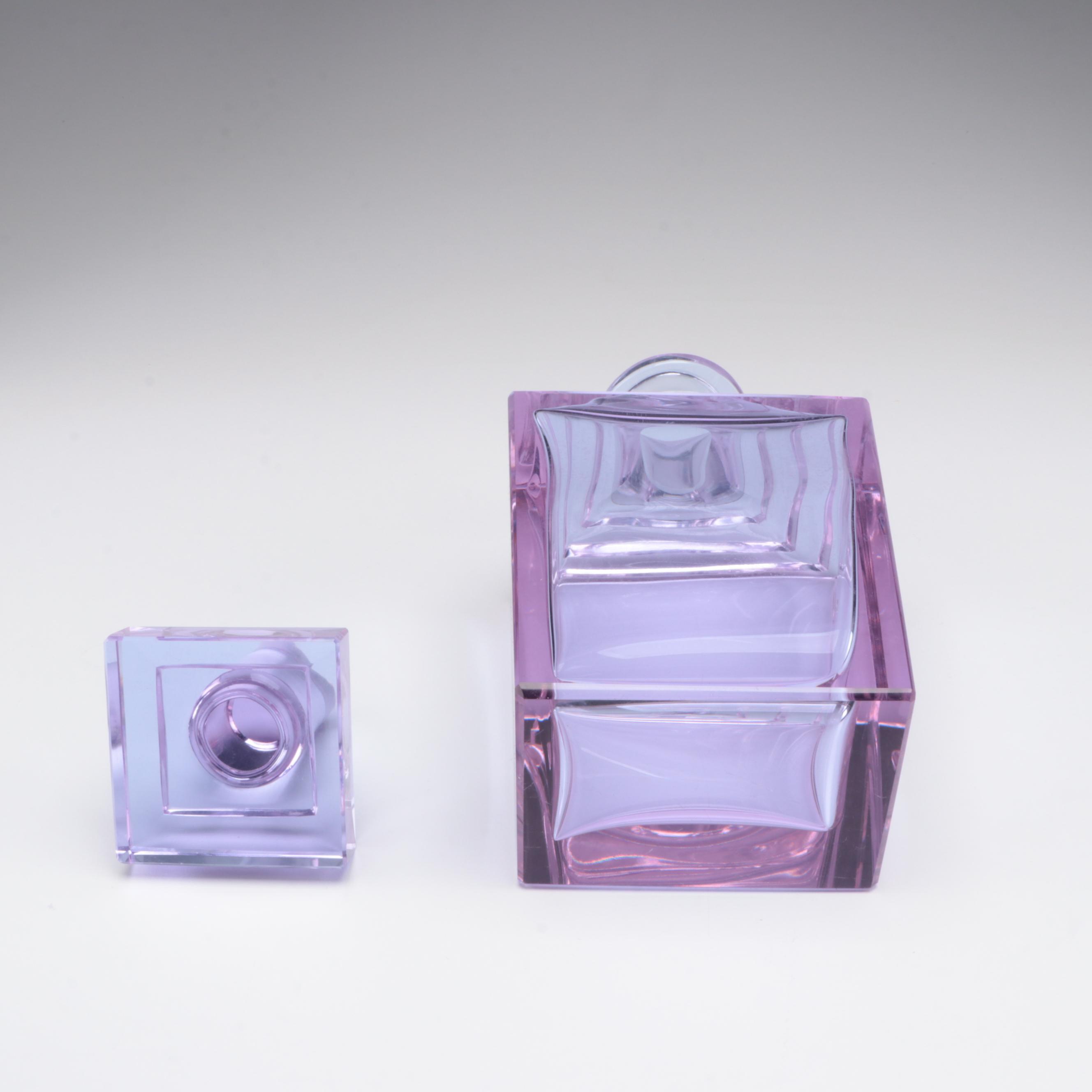 Bohemian Art Deco Style Amethyst Glass Decanter Set, 20th Century