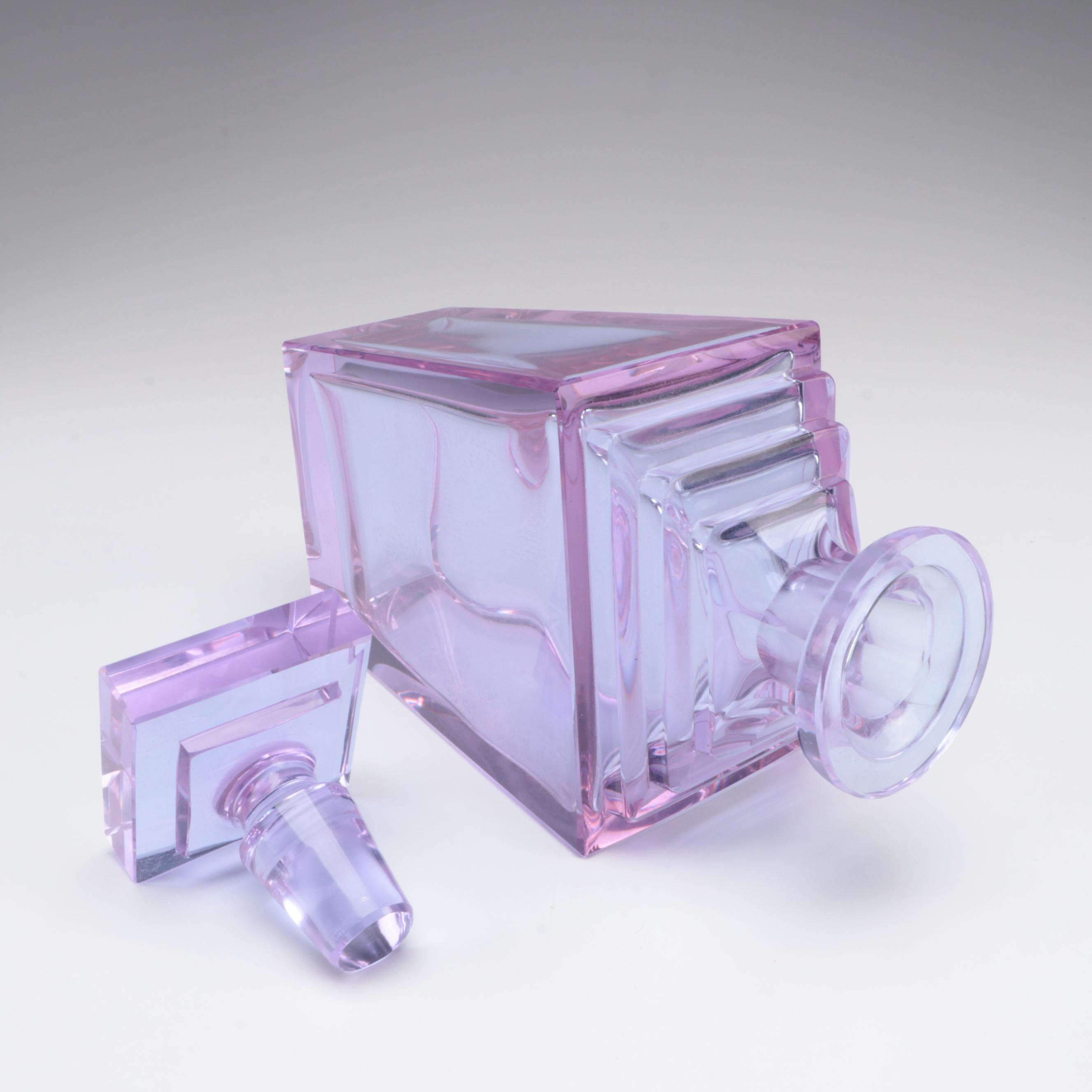 Bohemian Art Deco Style Amethyst Glass Decanter Set, 20th Century