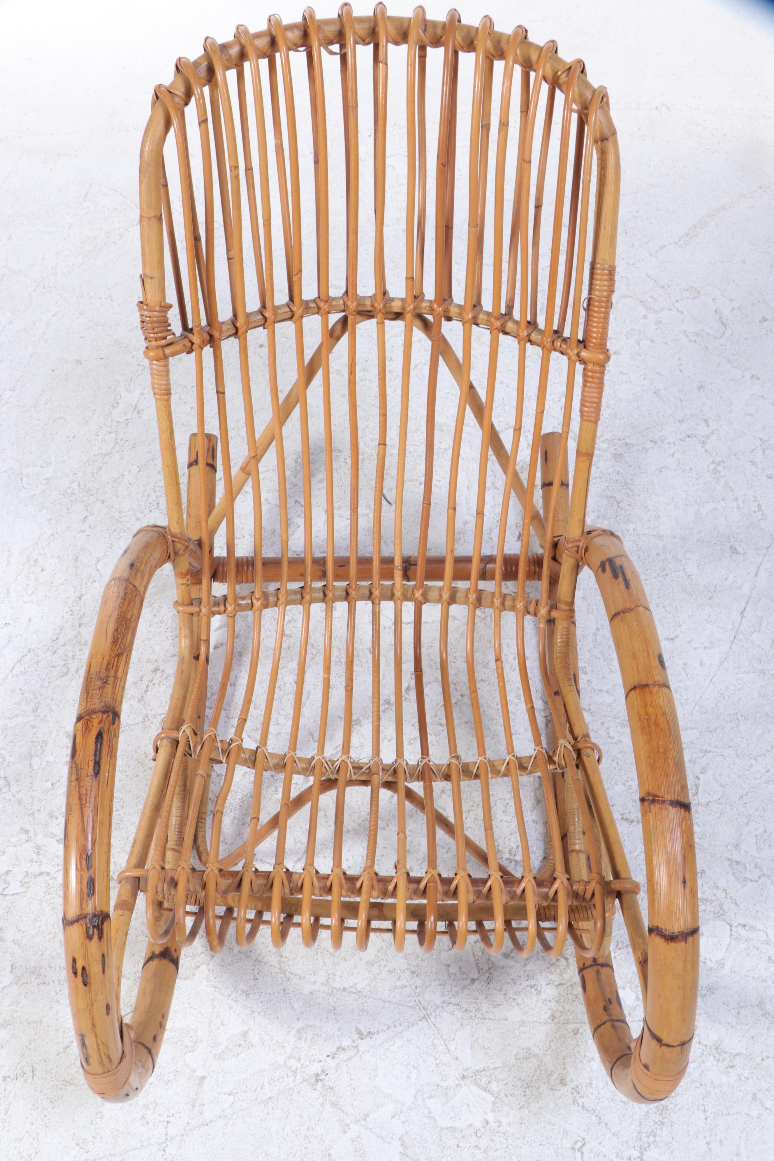 Franco Albini Modern Bamboo Rocking Chair, Mid to Late 20th Century