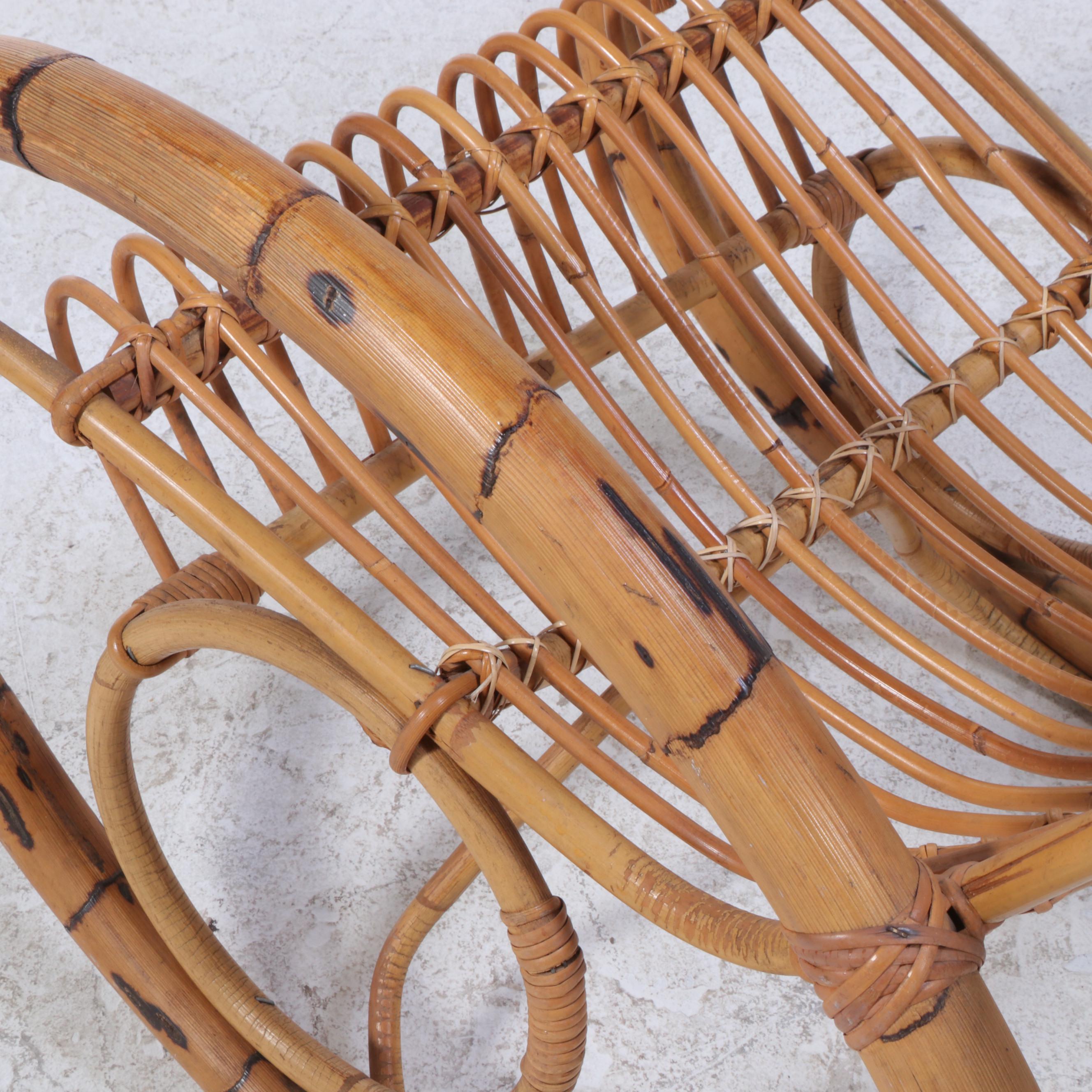 Franco Albini Modern Bamboo Rocking Chair, Mid to Late 20th Century