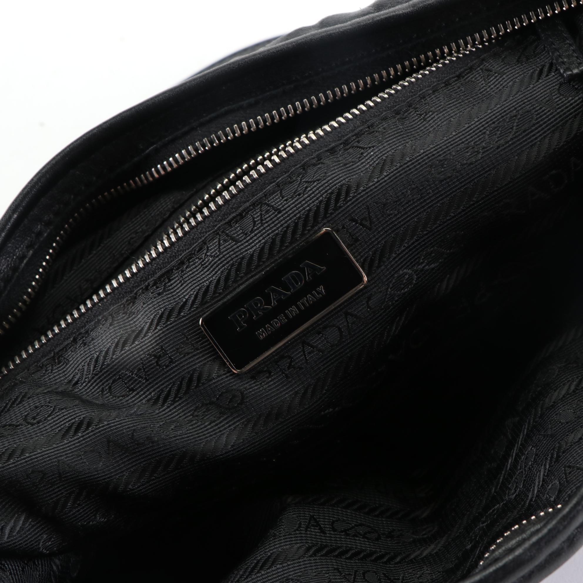 Prada Handbag in Embroidered Silk Blend Textile and Leather