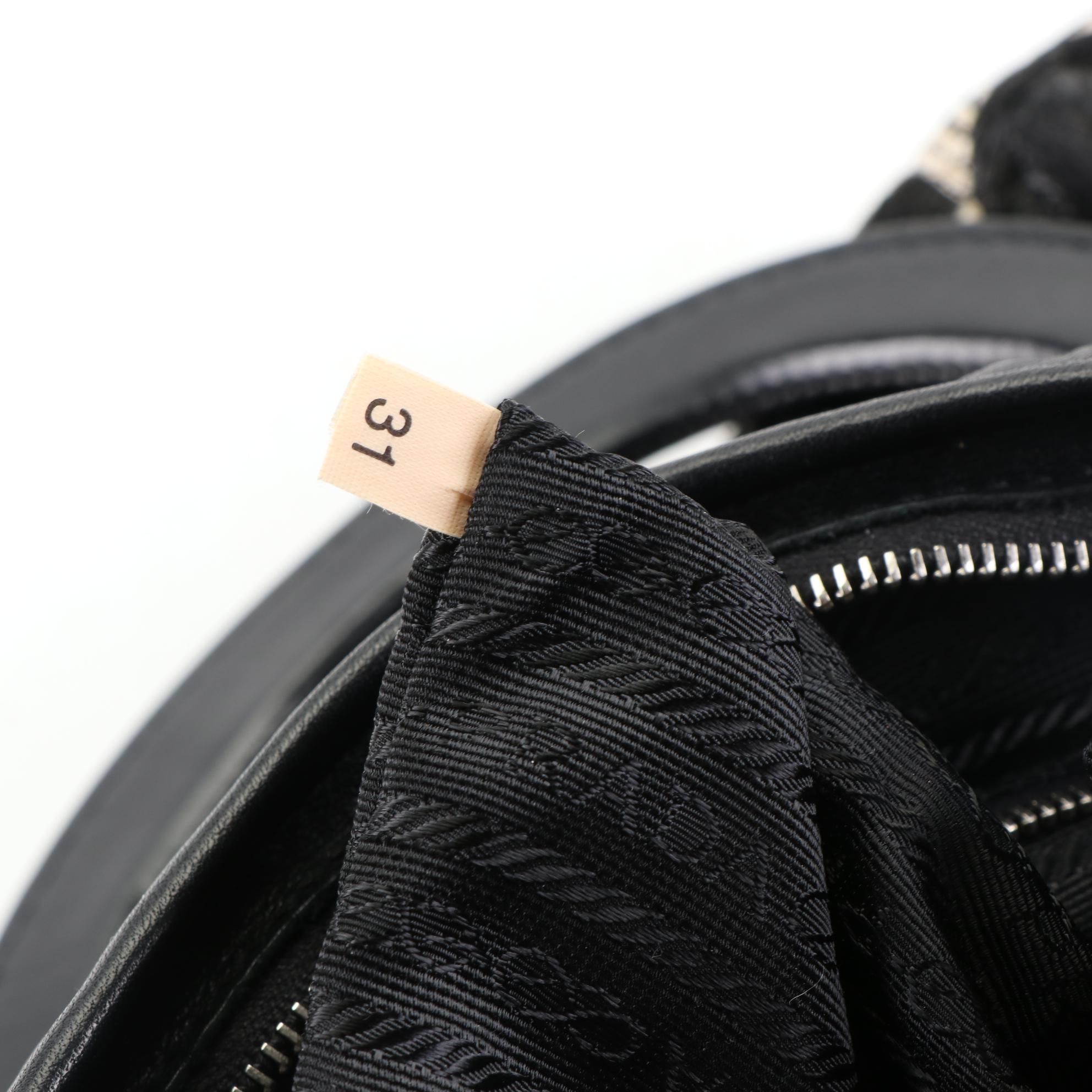 Prada Handbag in Embroidered Silk Blend Textile and Leather