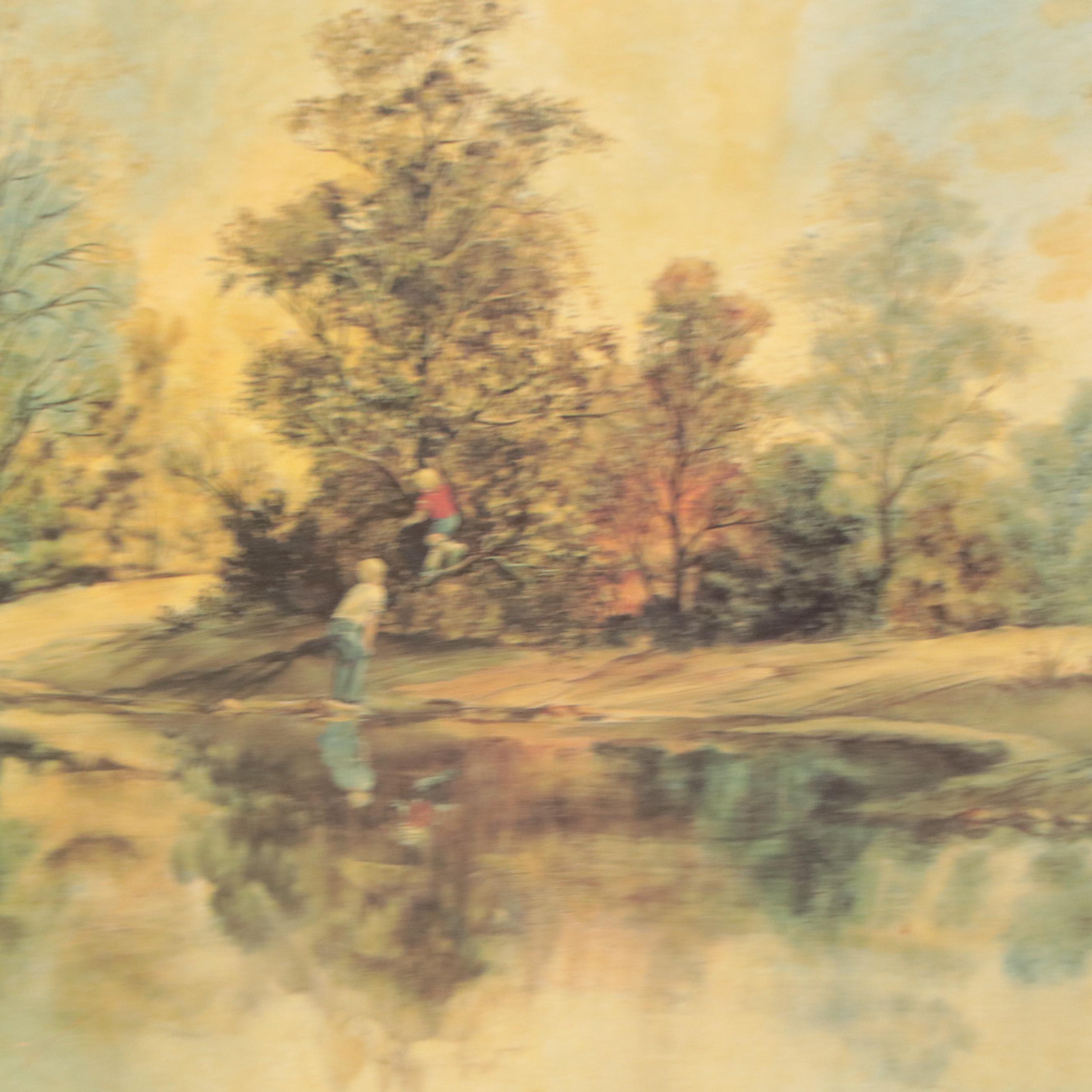 Offset Lithograph of Lake Landscape After Jan Ward Calaski