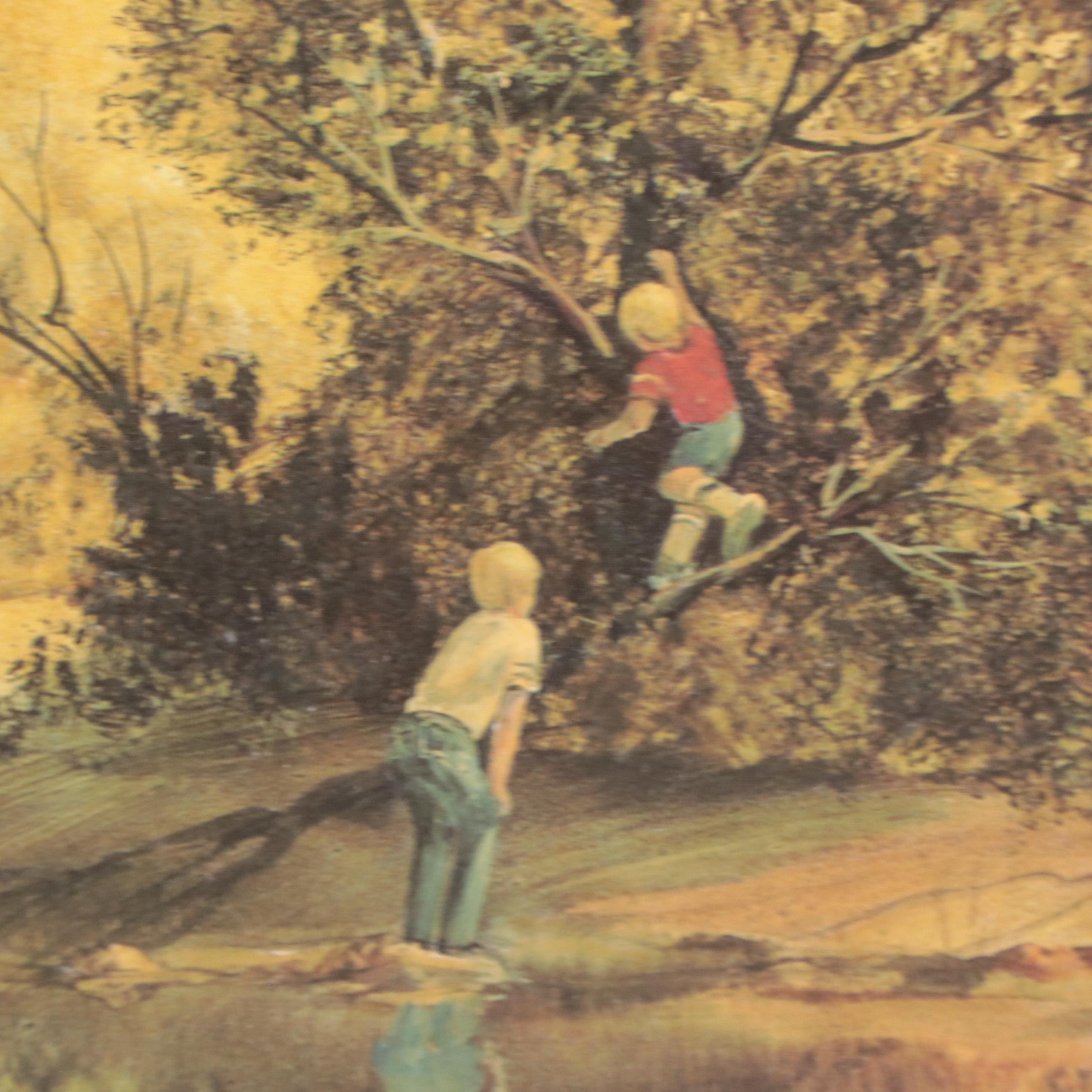 Offset Lithograph of Lake Landscape After Jan Ward Calaski