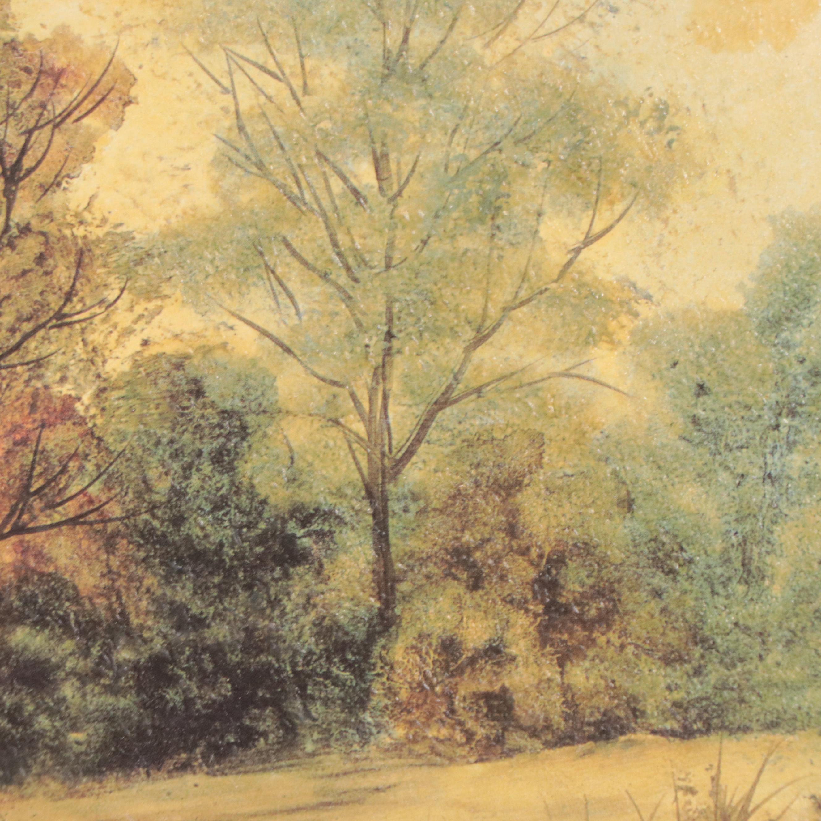 Offset Lithograph of Lake Landscape After Jan Ward Calaski