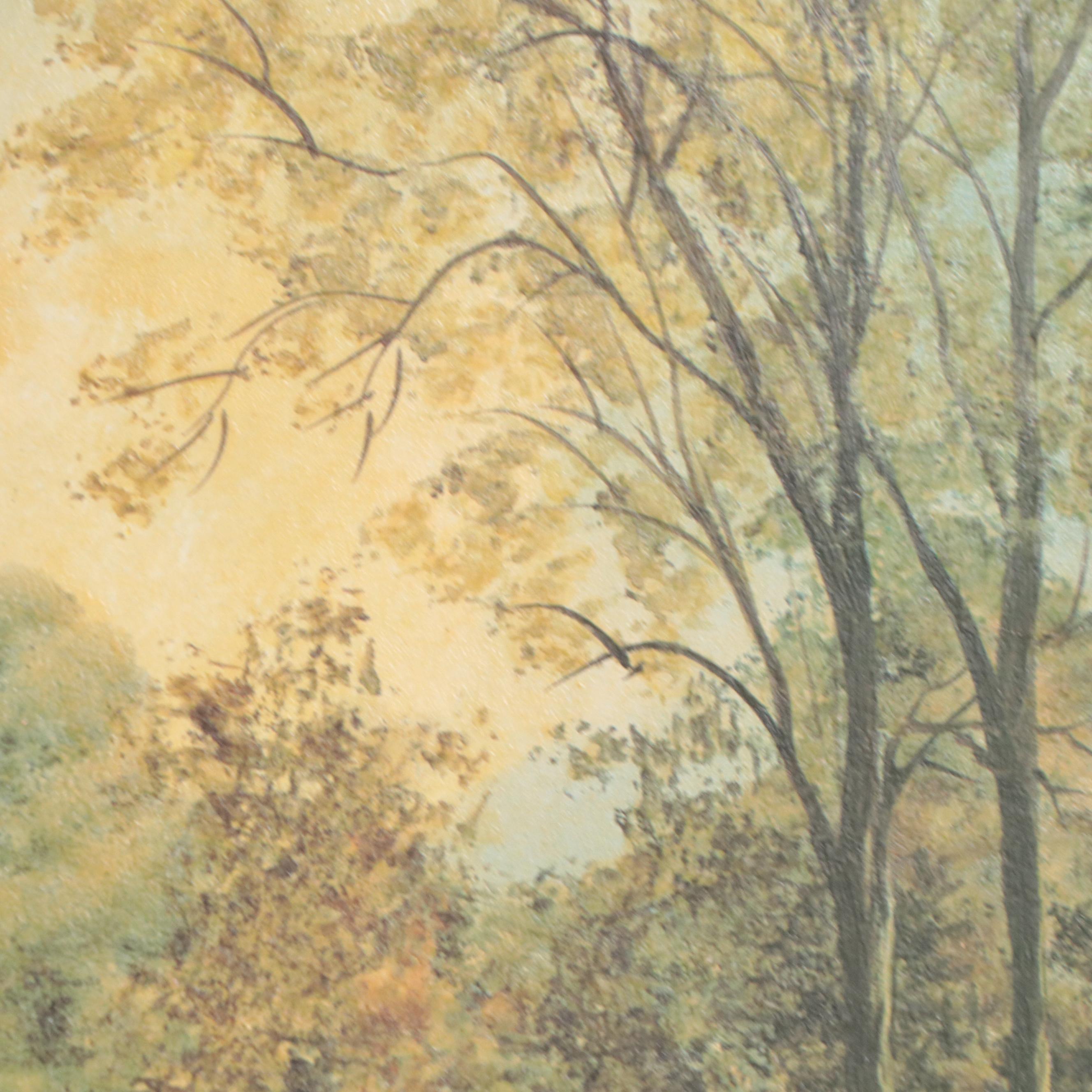 Offset Lithograph of Lake Landscape After Jan Ward Calaski