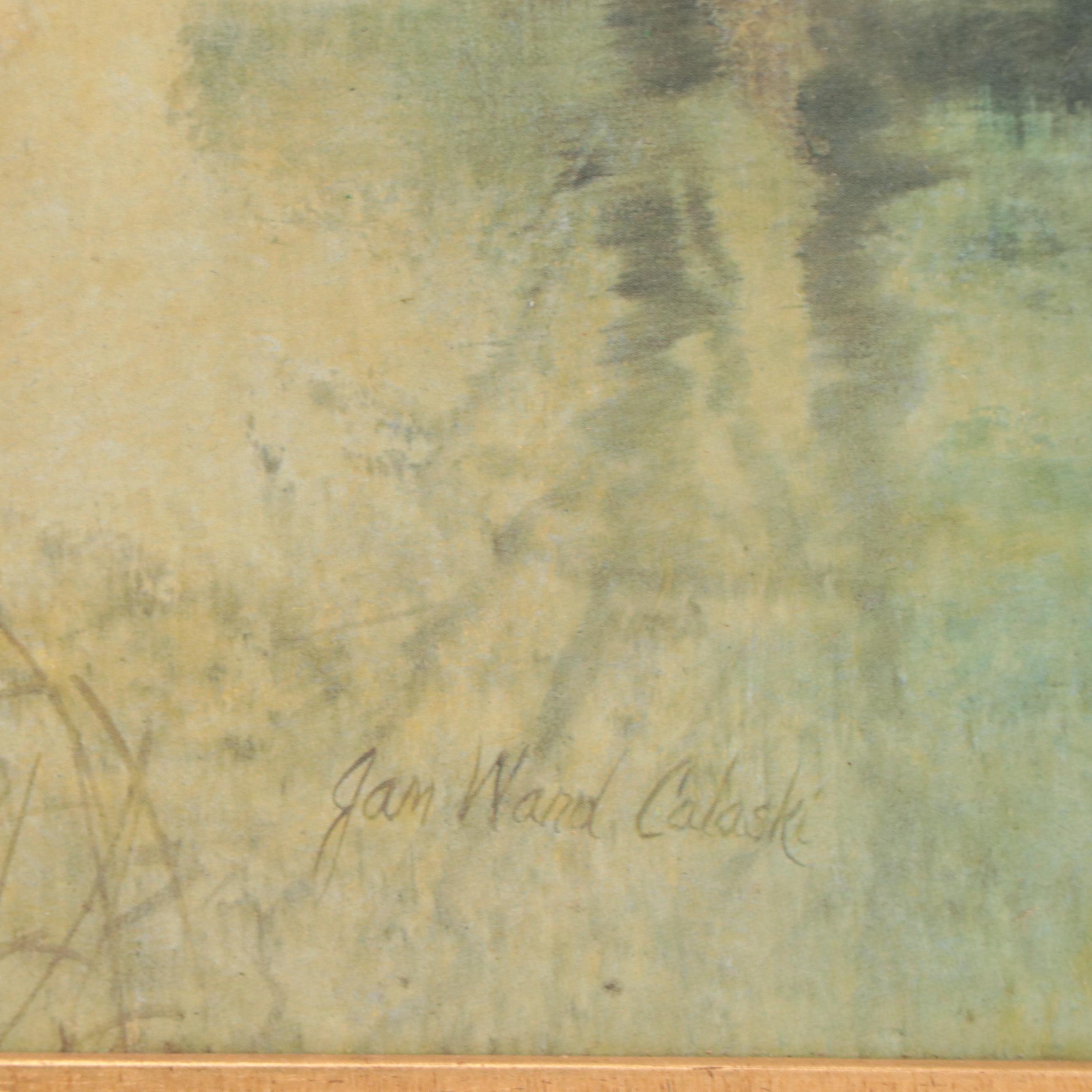 Offset Lithograph of Lake Landscape After Jan Ward Calaski