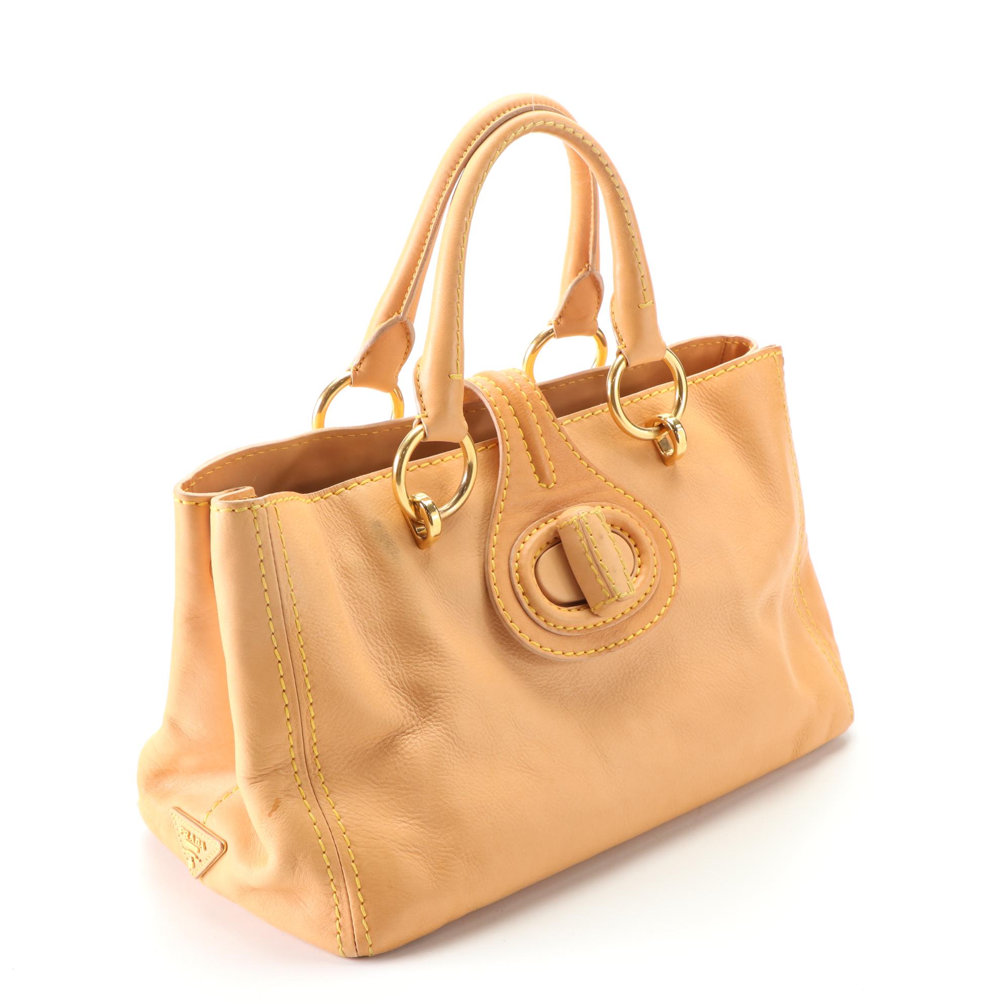 Prada Leather Turnlock Tote Bag