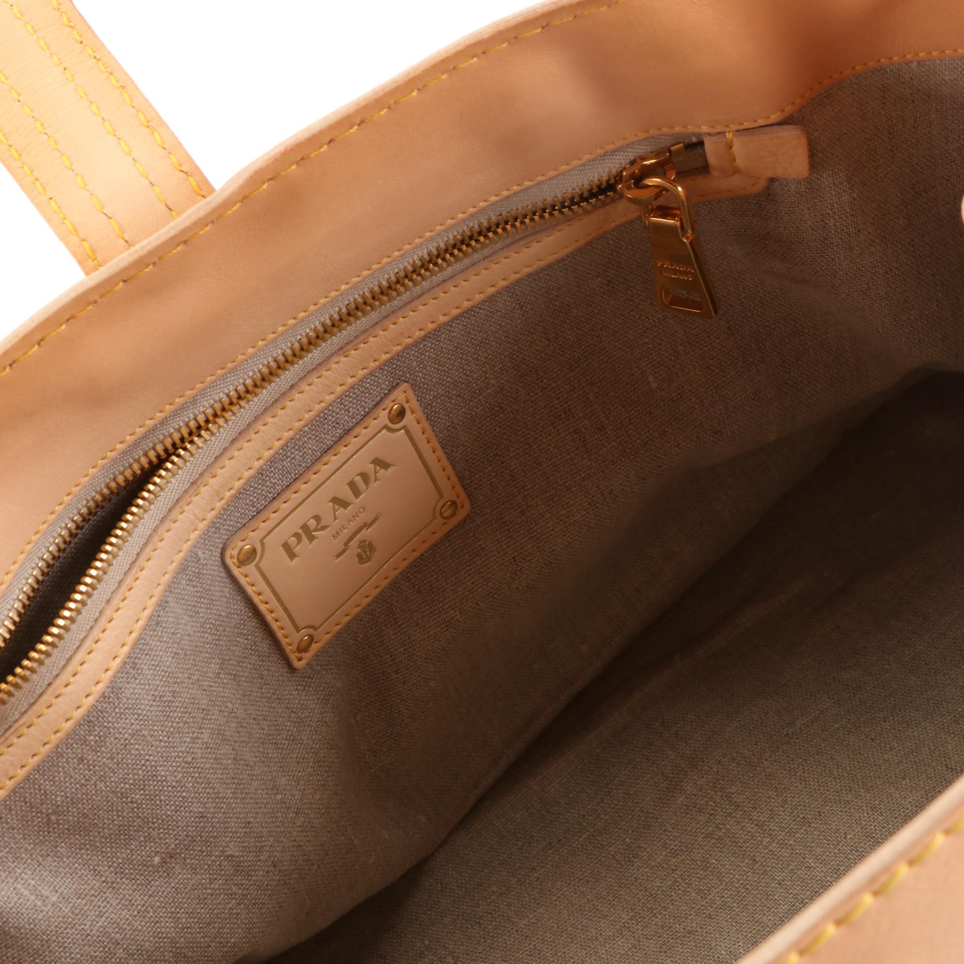 Prada Leather Turnlock Tote Bag