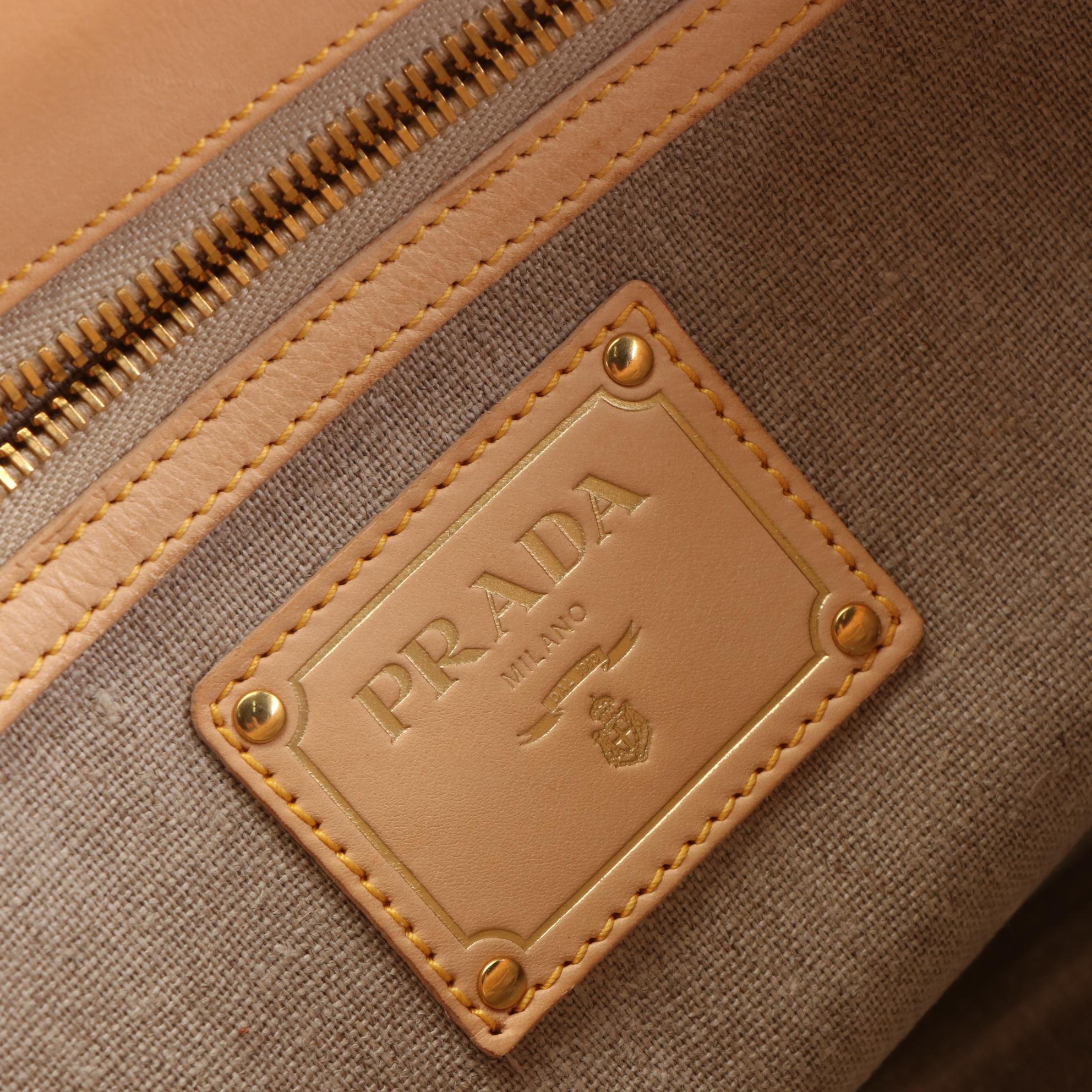 Prada Leather Turnlock Tote Bag