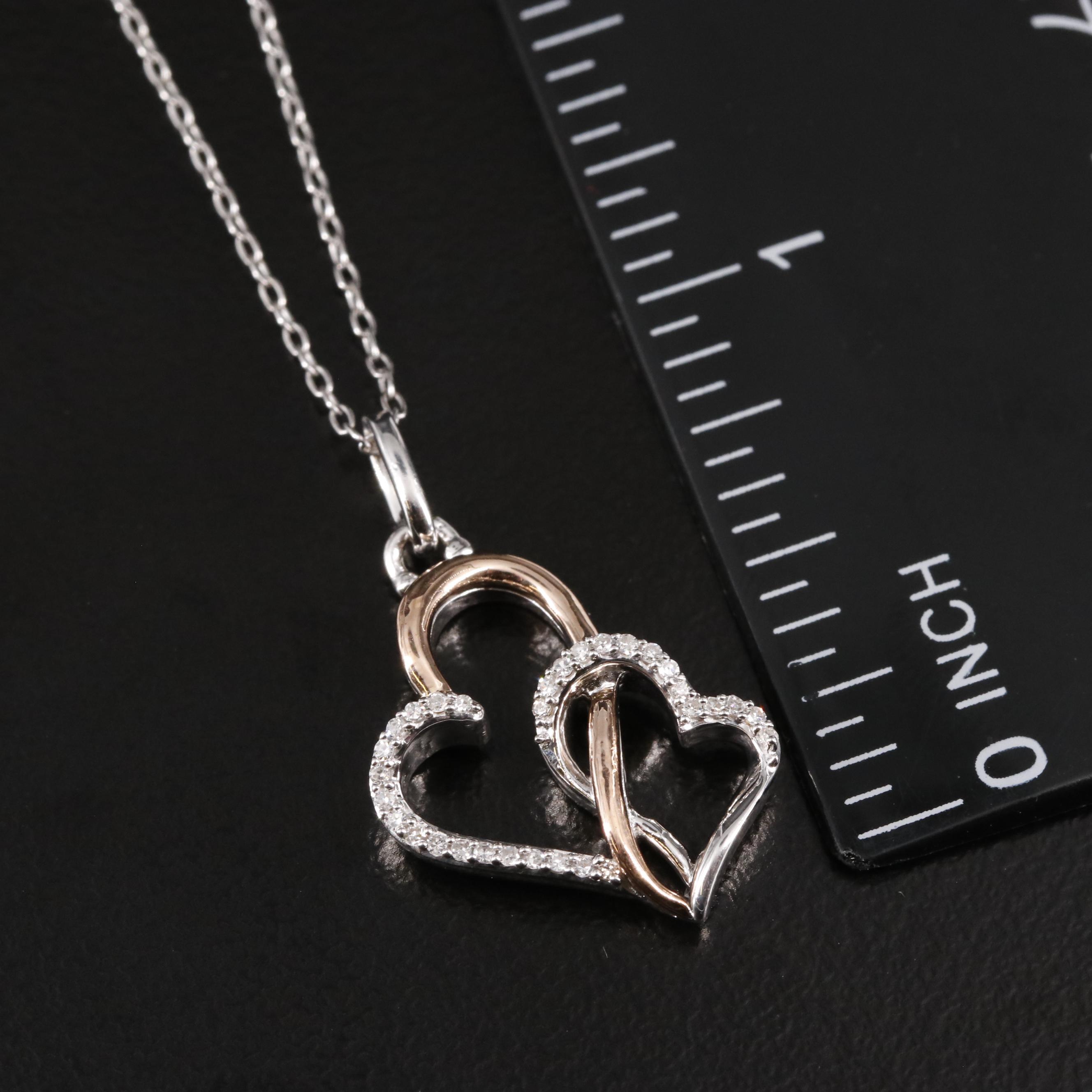 Sterling 0.08 CTW Diamond Heart-Shaped Pendant Necklace