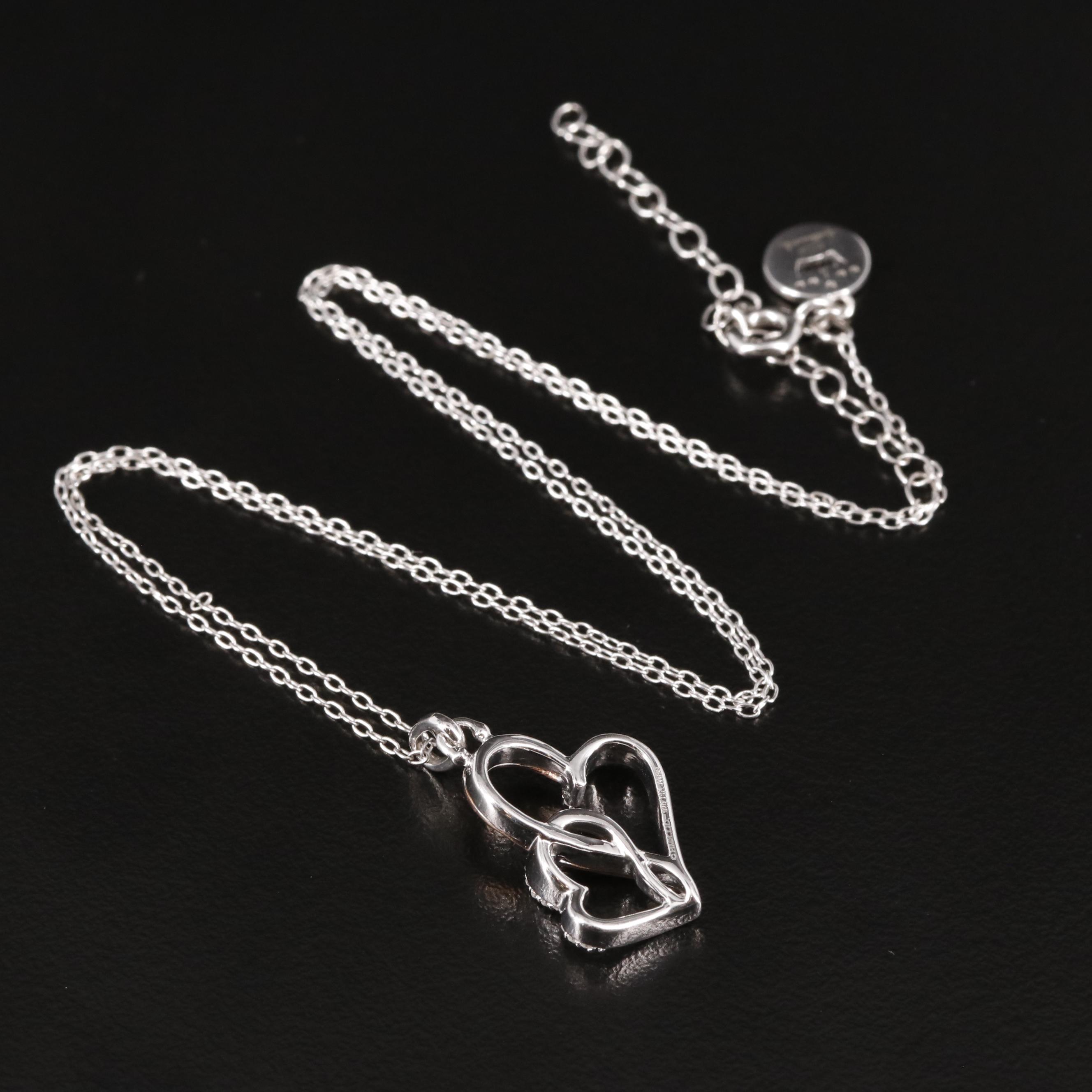 Sterling 0.08 CTW Diamond Heart-Shaped Pendant Necklace