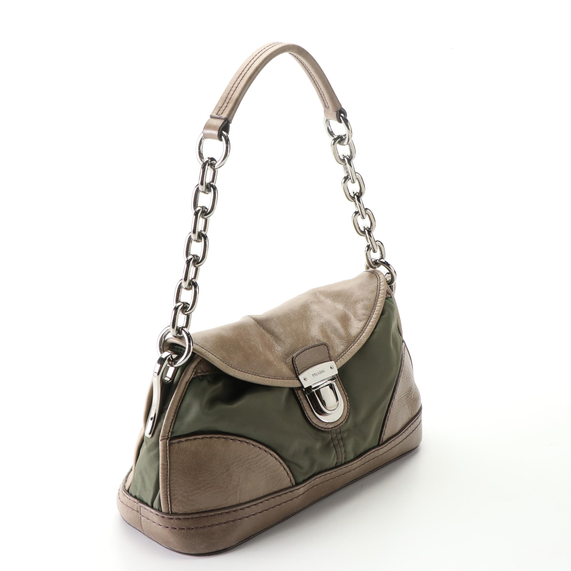 Prada Nylon Tessuto and Leather Shoulder Bag