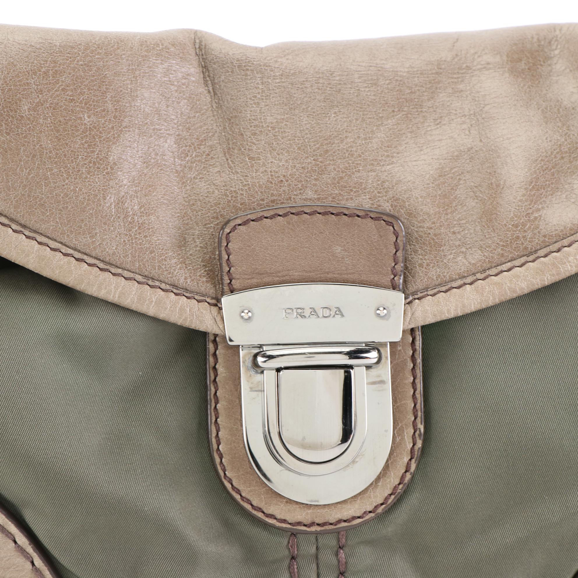 Prada Nylon Tessuto and Leather Shoulder Bag