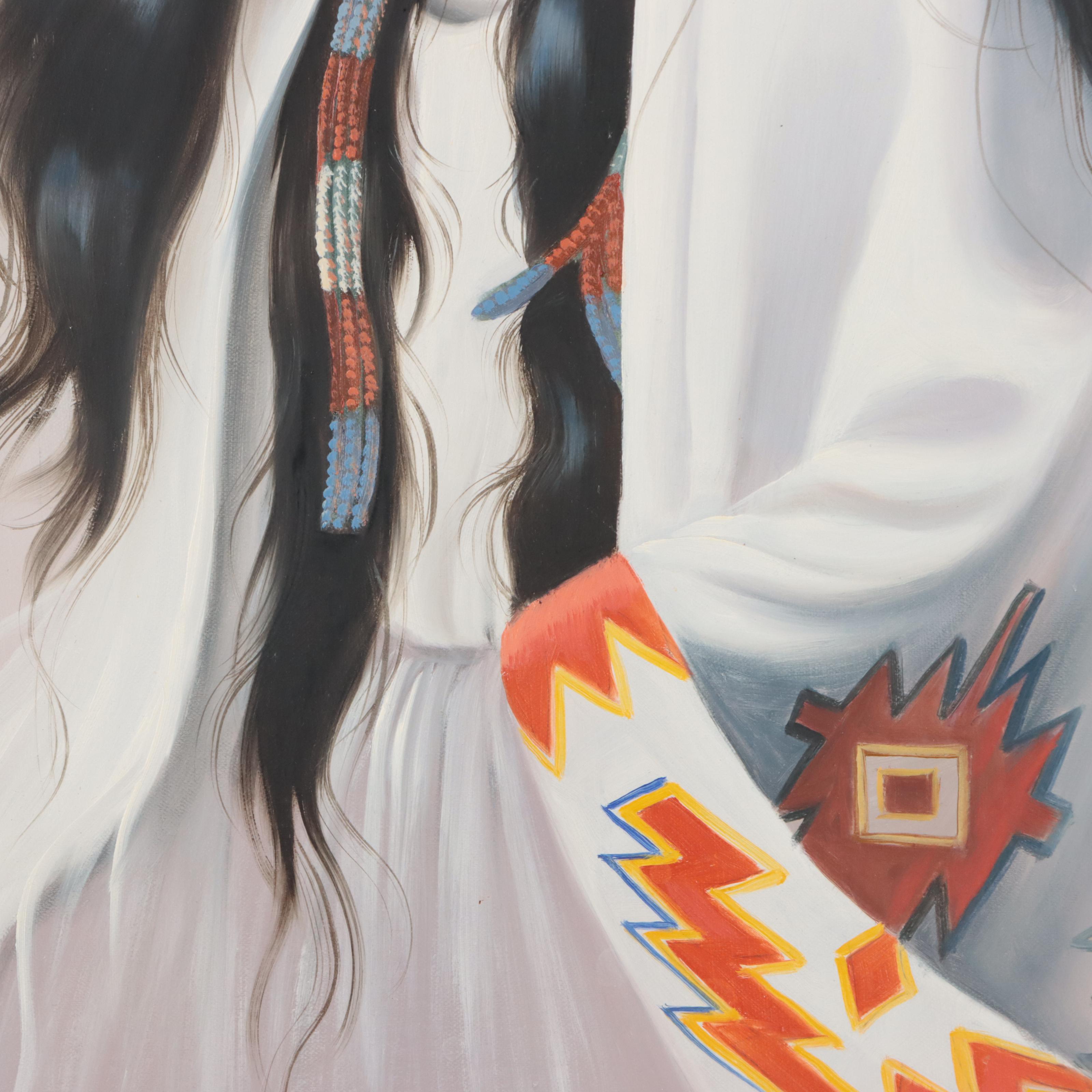 Portrait Oil Painting of Native American Woman