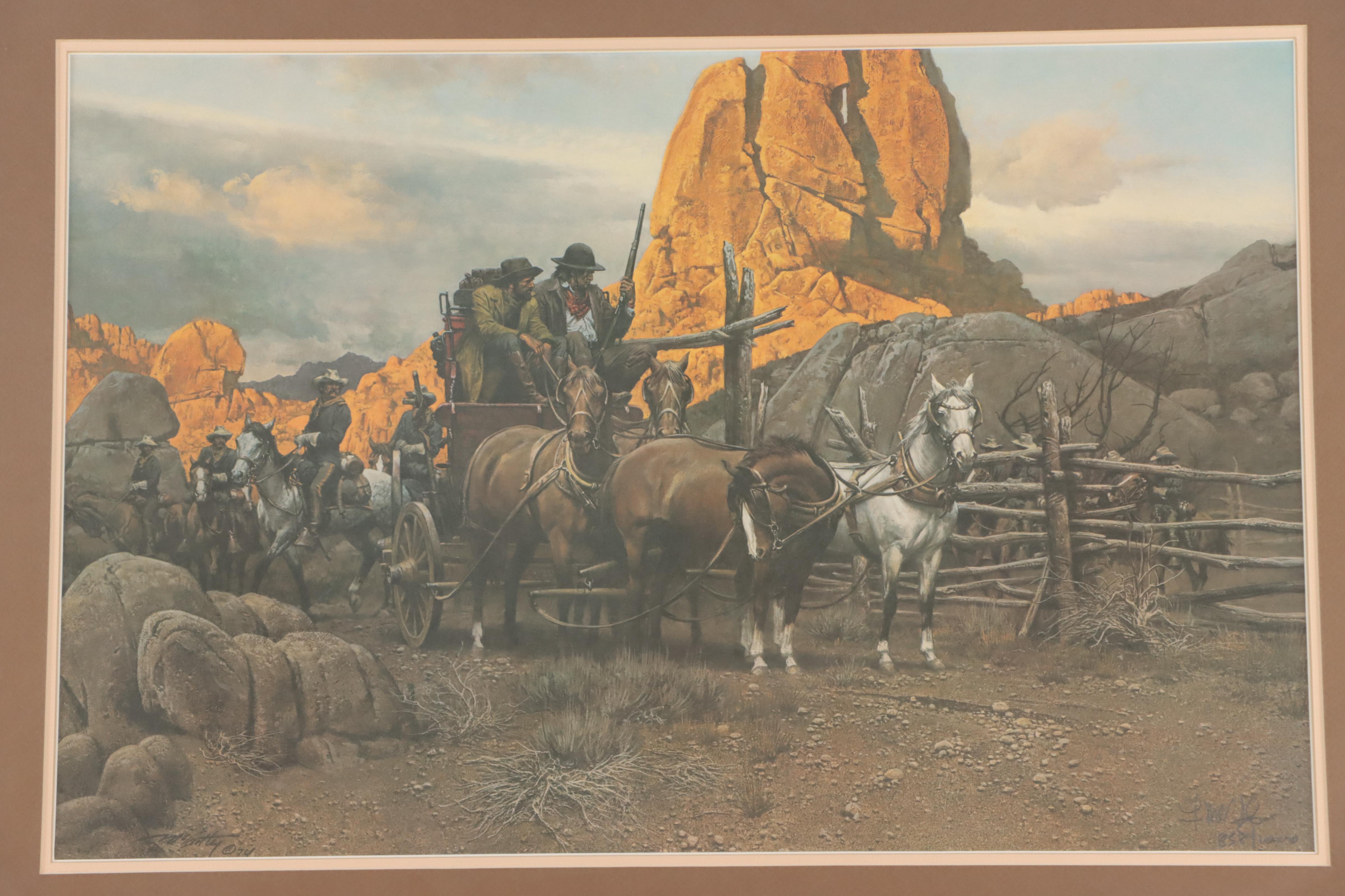 Frank McCarthy Western Genre Scene Offset Lithograph "Waiting For The Escort"