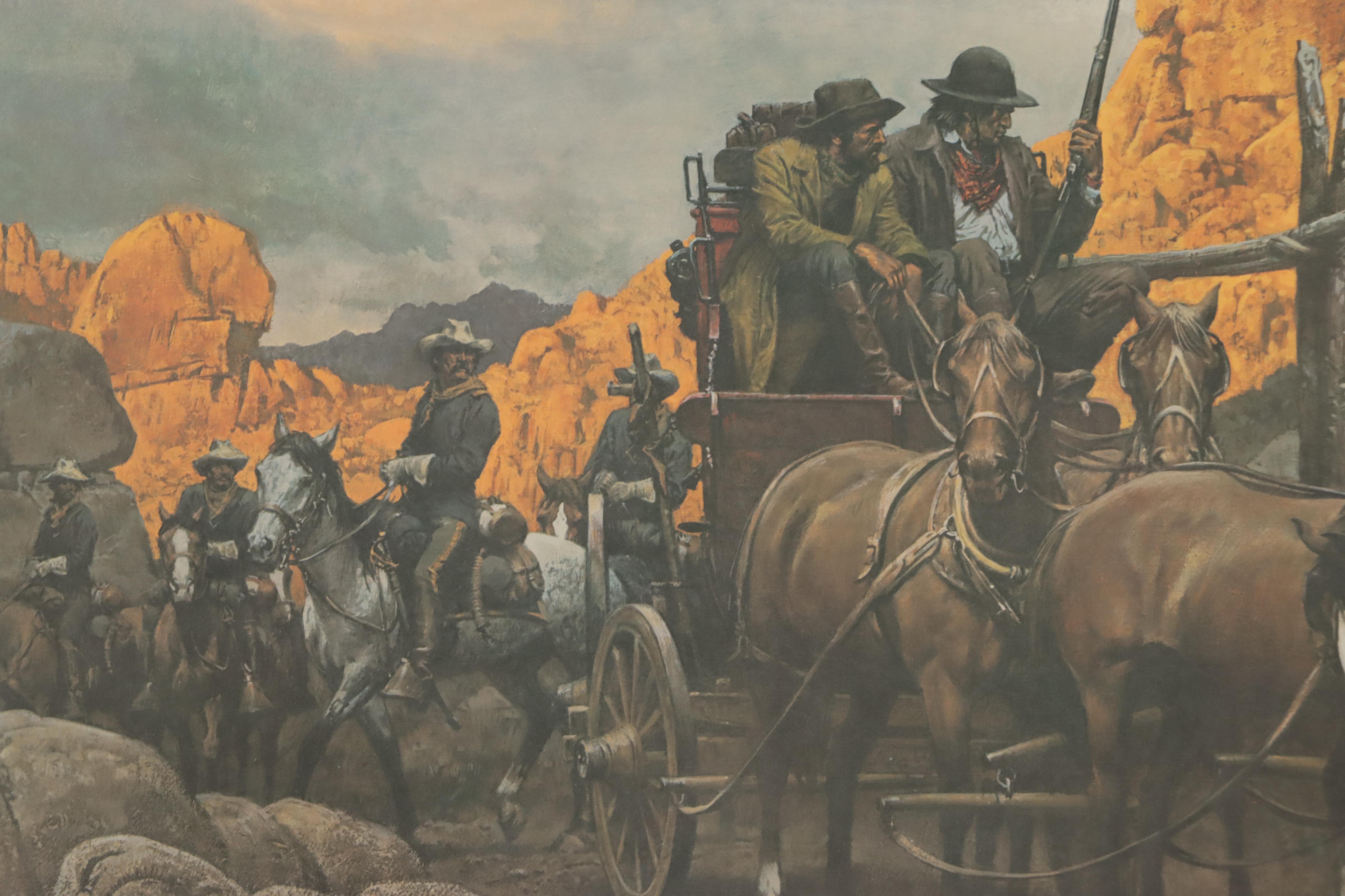 Frank McCarthy Western Genre Scene Offset Lithograph "Waiting For The Escort"