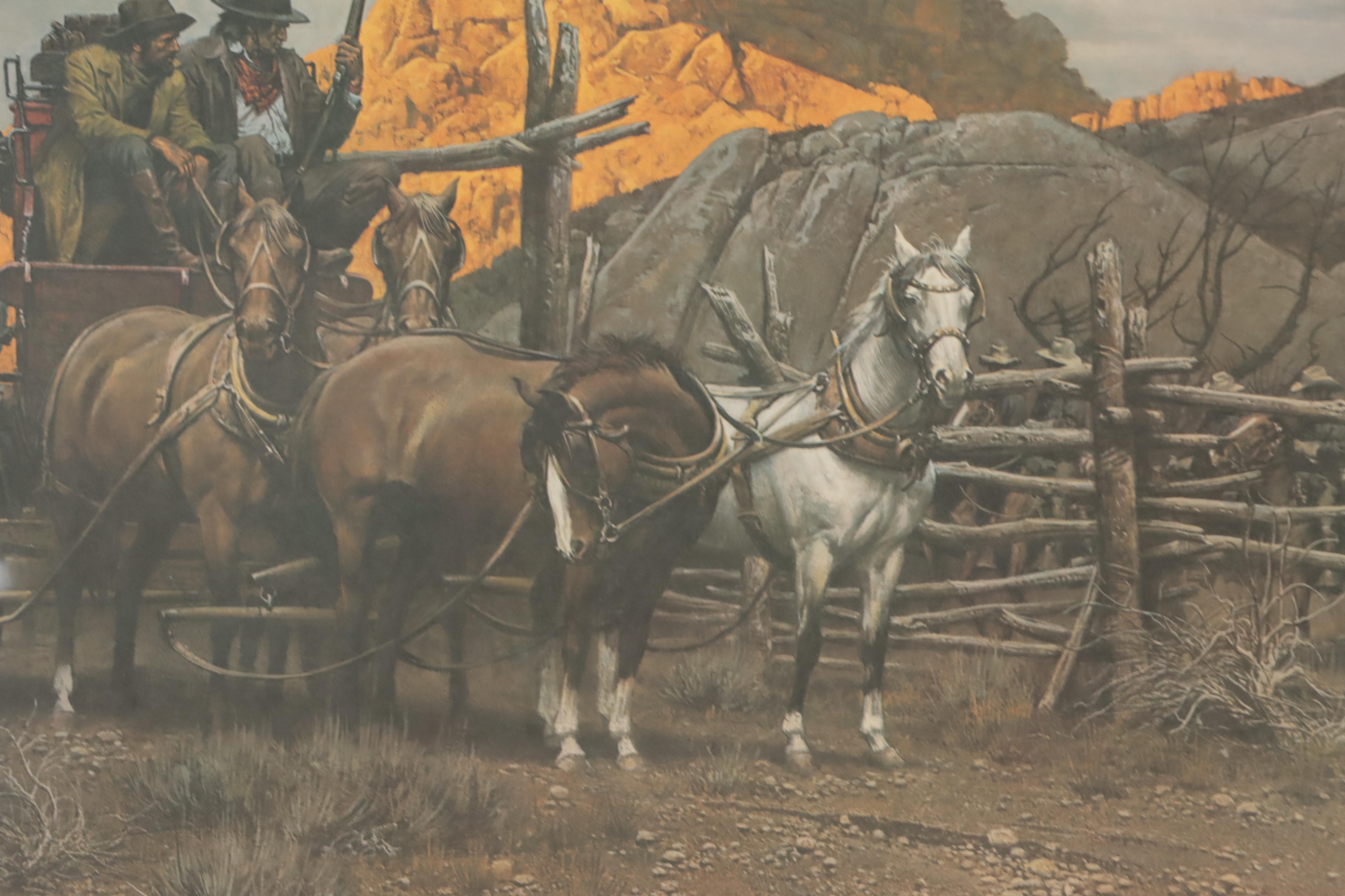 Frank McCarthy Western Genre Scene Offset Lithograph "Waiting For The Escort"