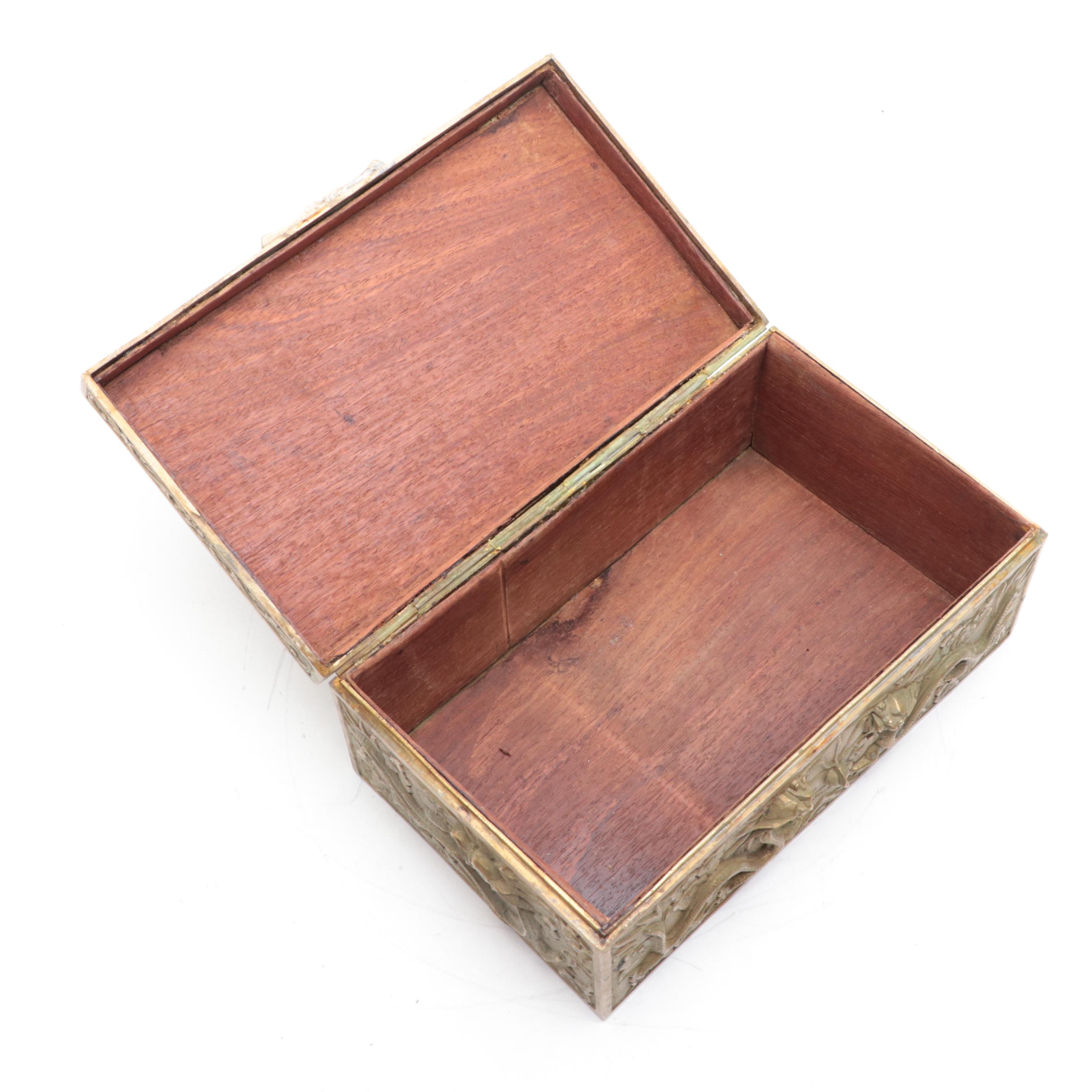 Chinese Brass and Wood Dragon Box
