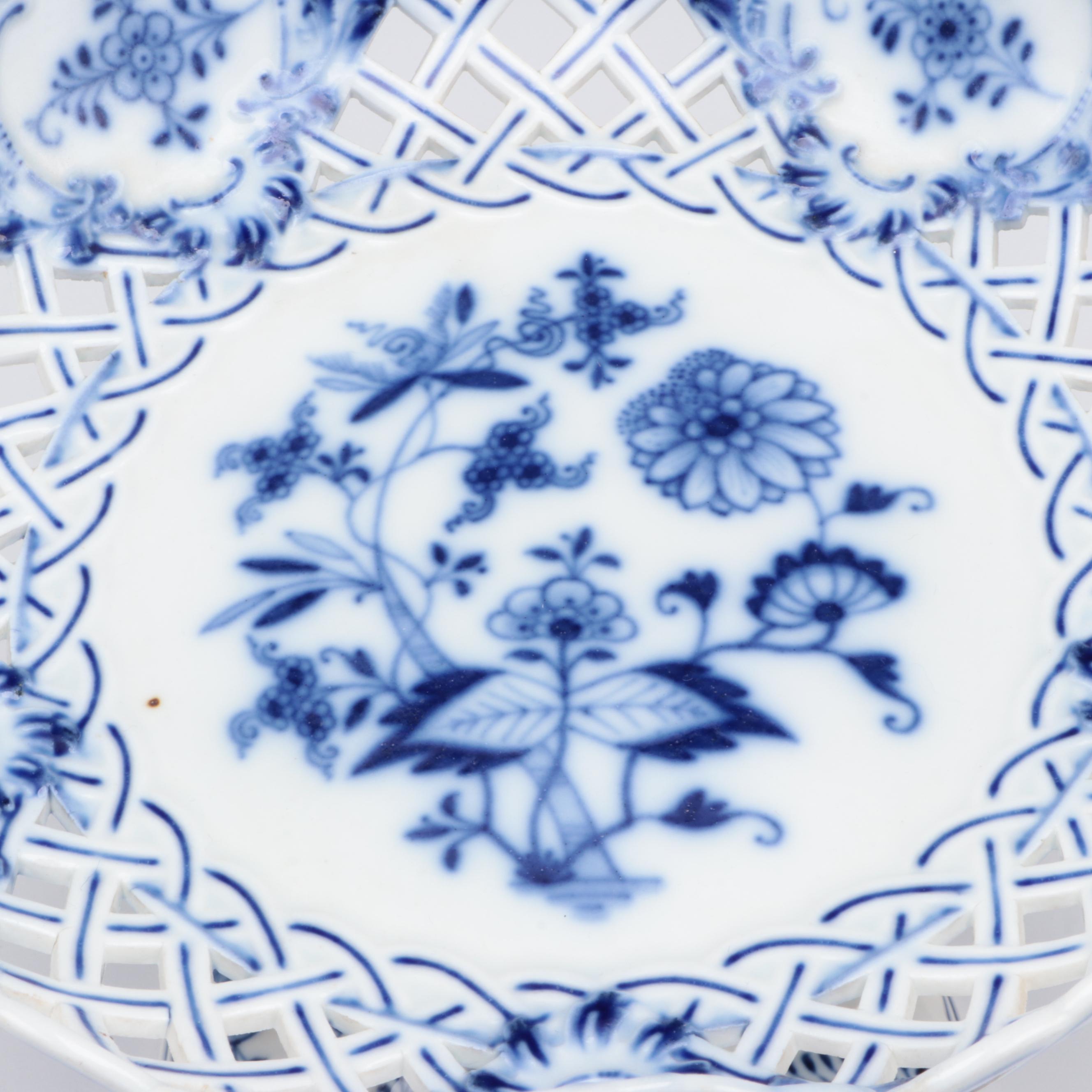 Meissen "Blue Onion" Reticulated Porcelain Compote