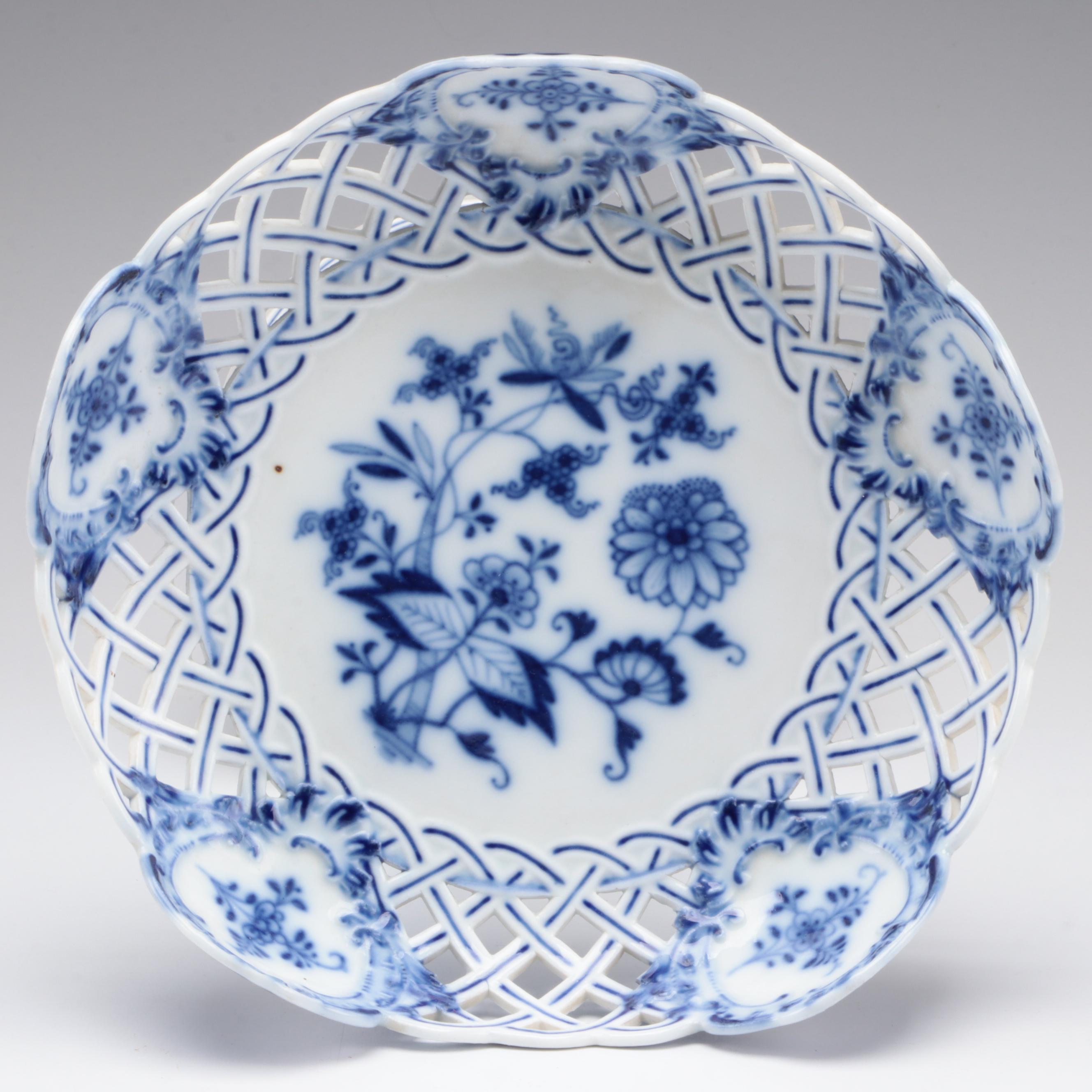 Meissen "Blue Onion" Reticulated Porcelain Compote