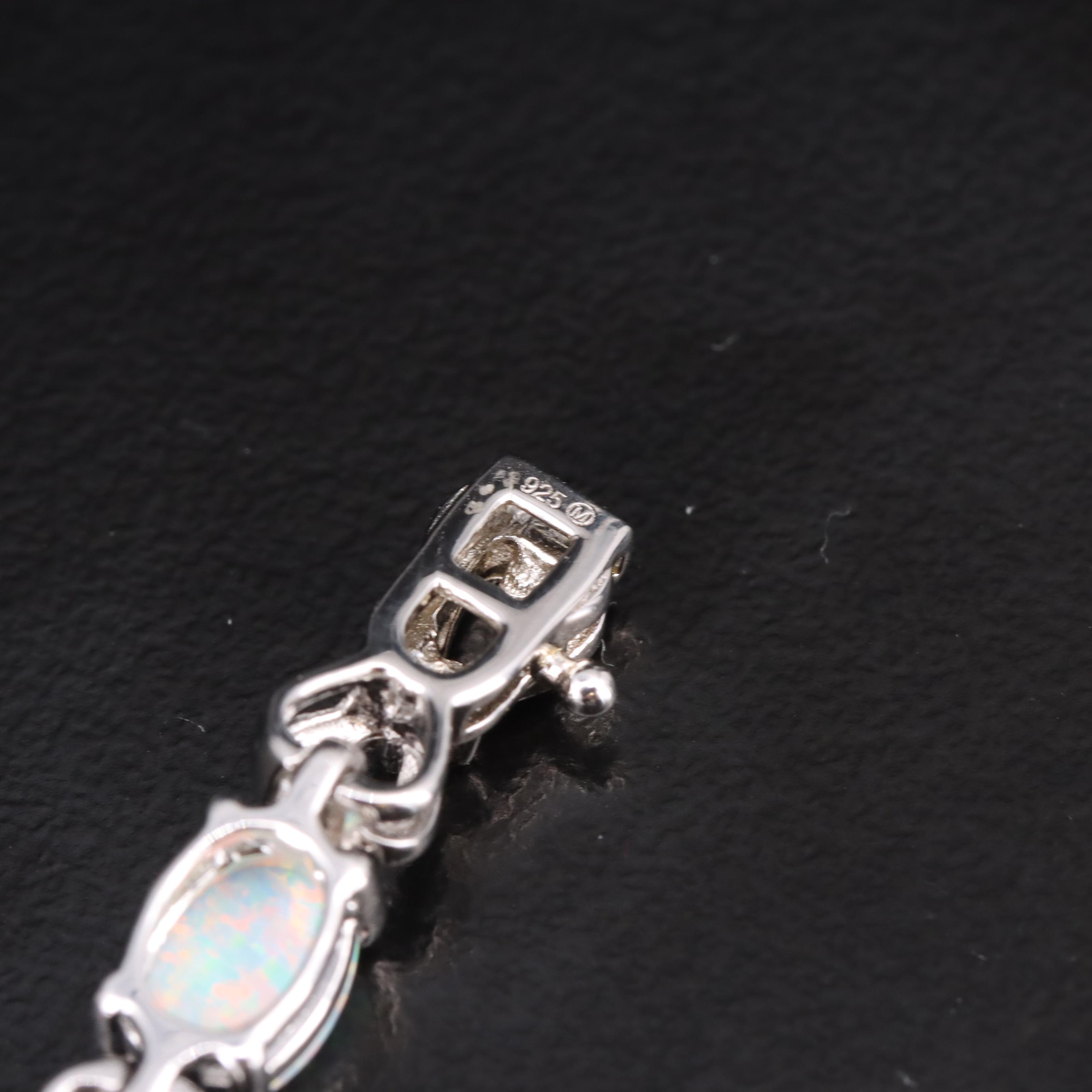 Sterling Opal, Ruby and Diamond Bracelet